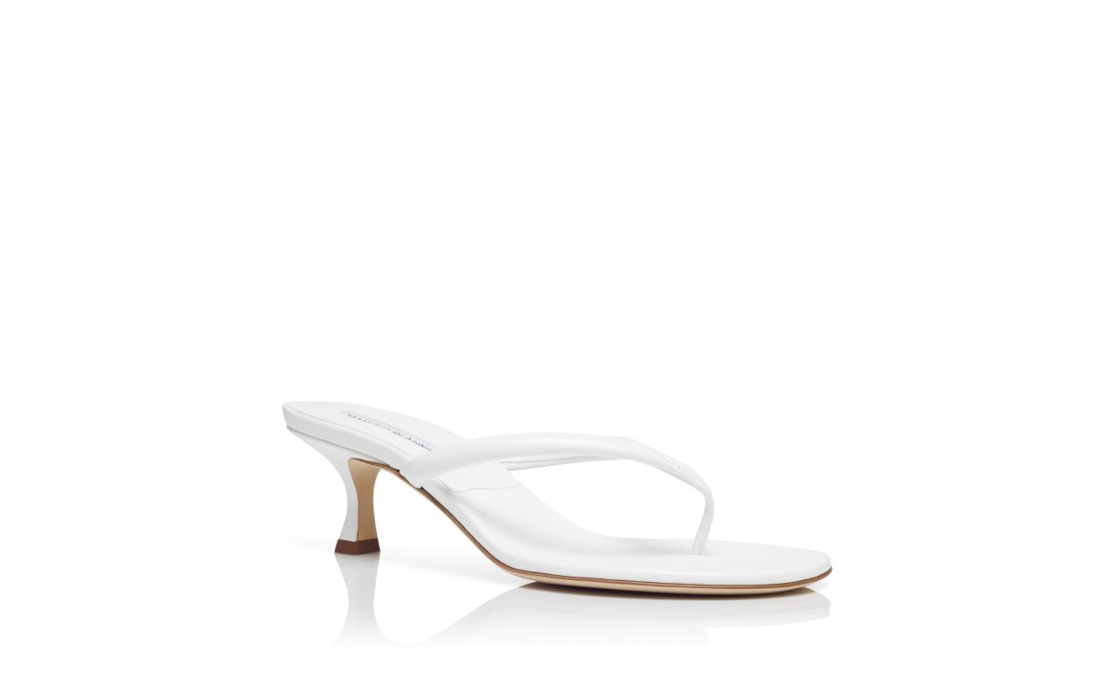 Violetta Élan White Nappa Leather Mules – top view showing white nappa leather, SimmiUnique