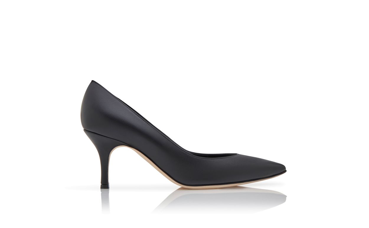 Ophelia Grace Black Pointed Toe Pumps – side profile showing black pointed toe, nappa leather, SimmiUnique