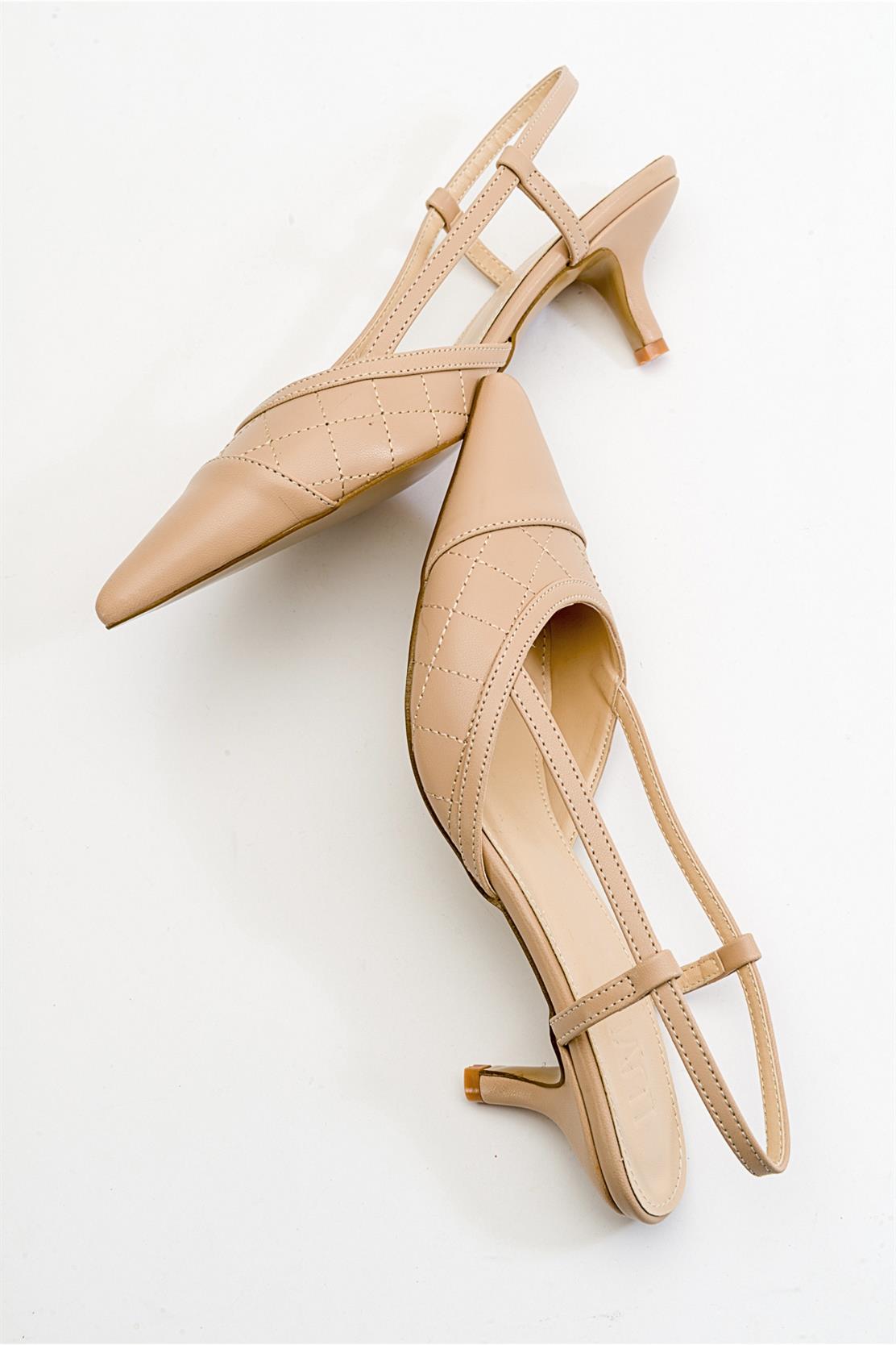 Point - Nude Heeled Shoe – side view showing leather, nude, SimmiUnique