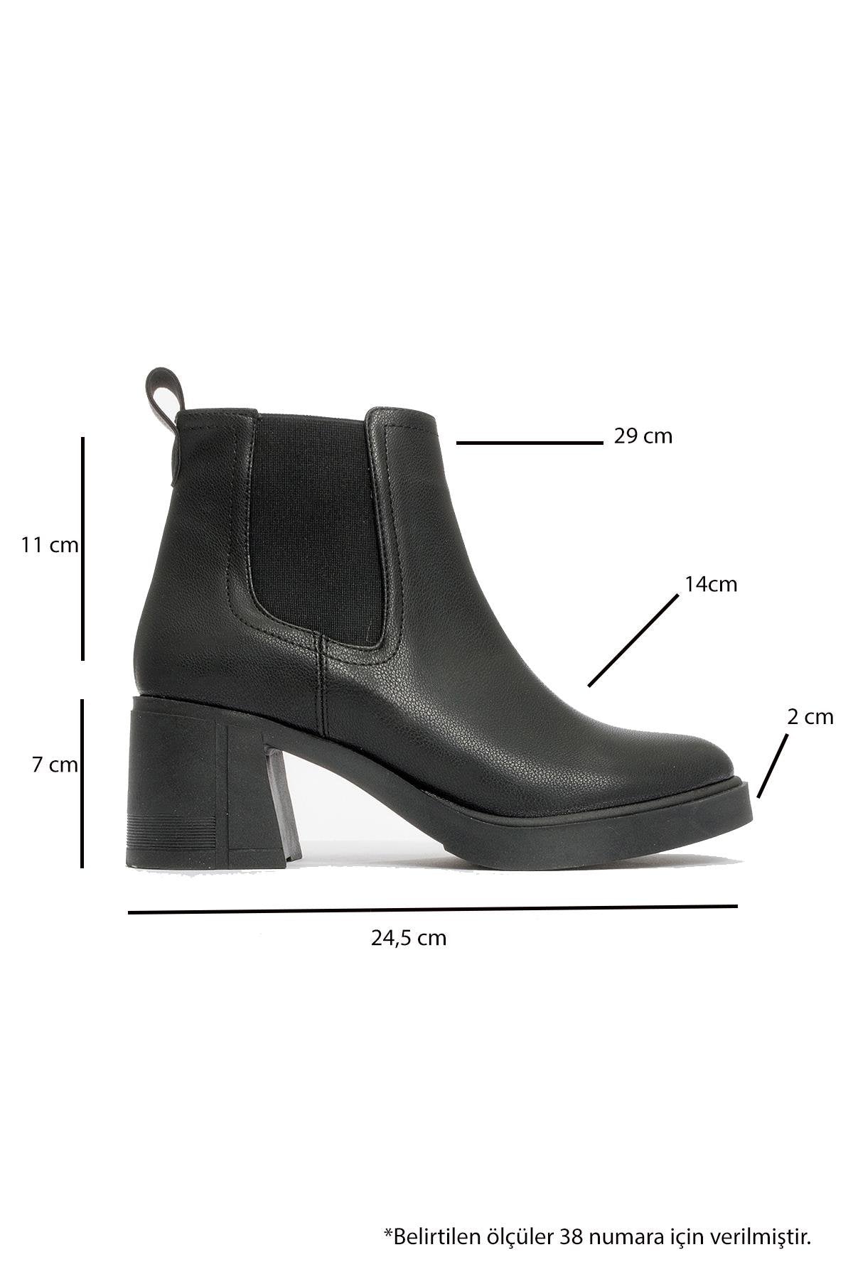 Loves - Black Block Heel Ankle Boot – heel view showing leather, black, SimmiUnique