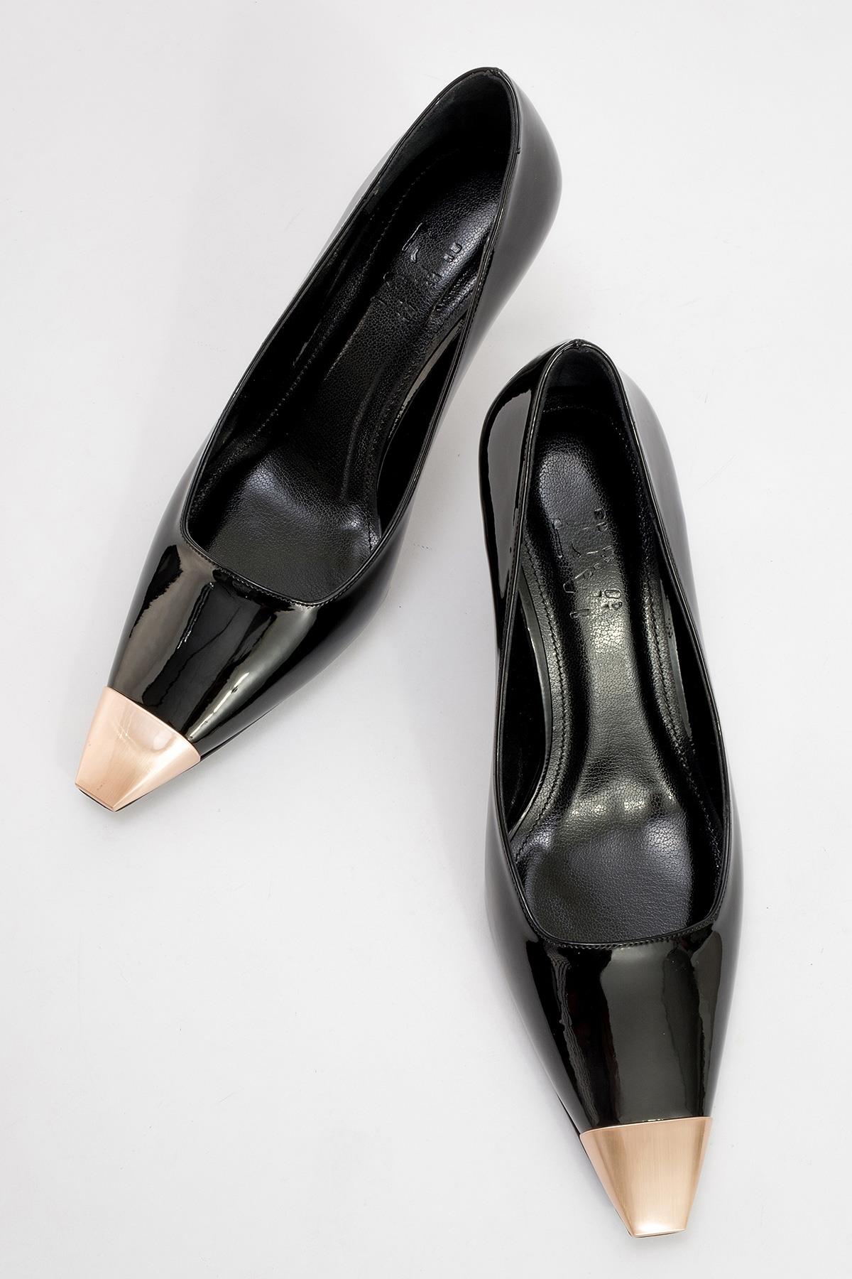 Moanda - Black Stiletto Pump – side view showing leather, black, SimmiUnique