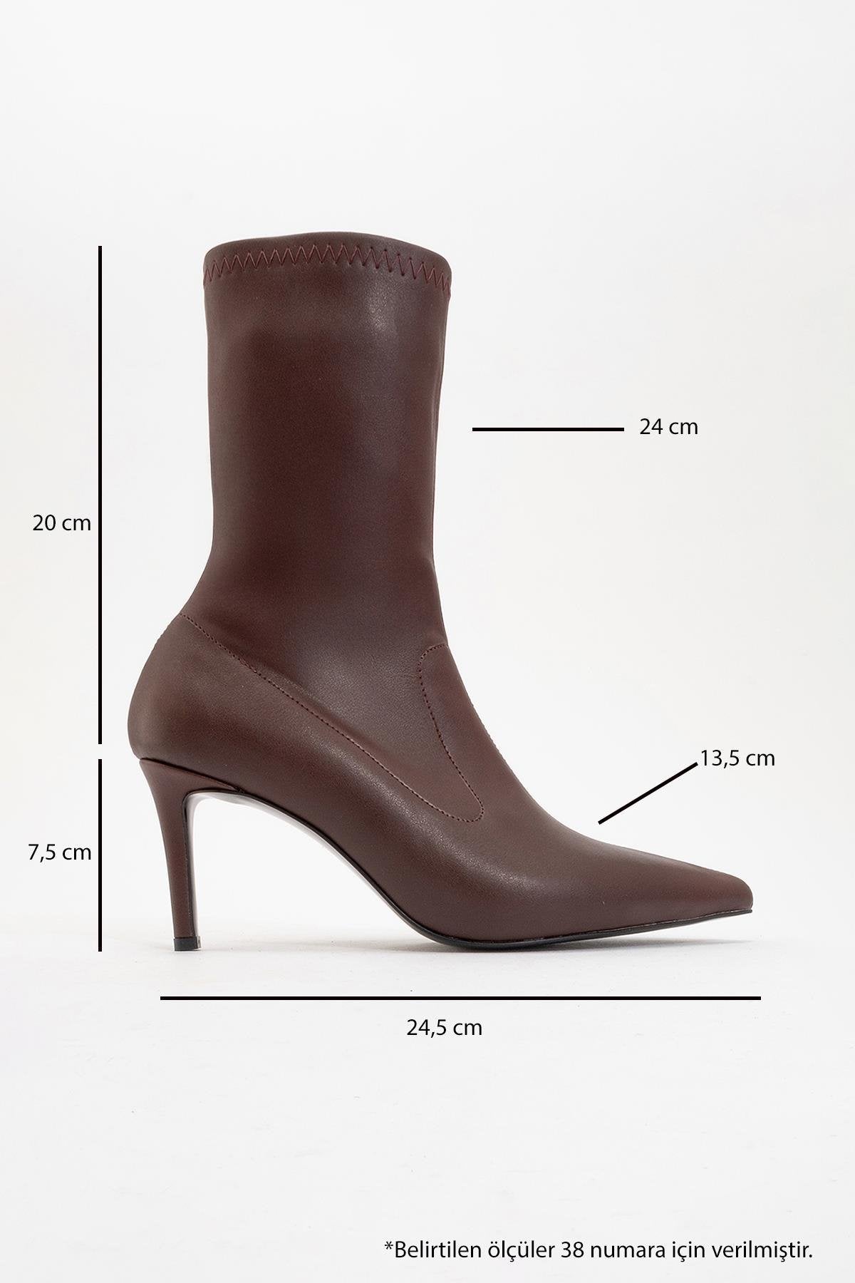 Thalin - Burgundy Pointed Toe Stiletto Boot – heel view showing leather, SimmiUnique