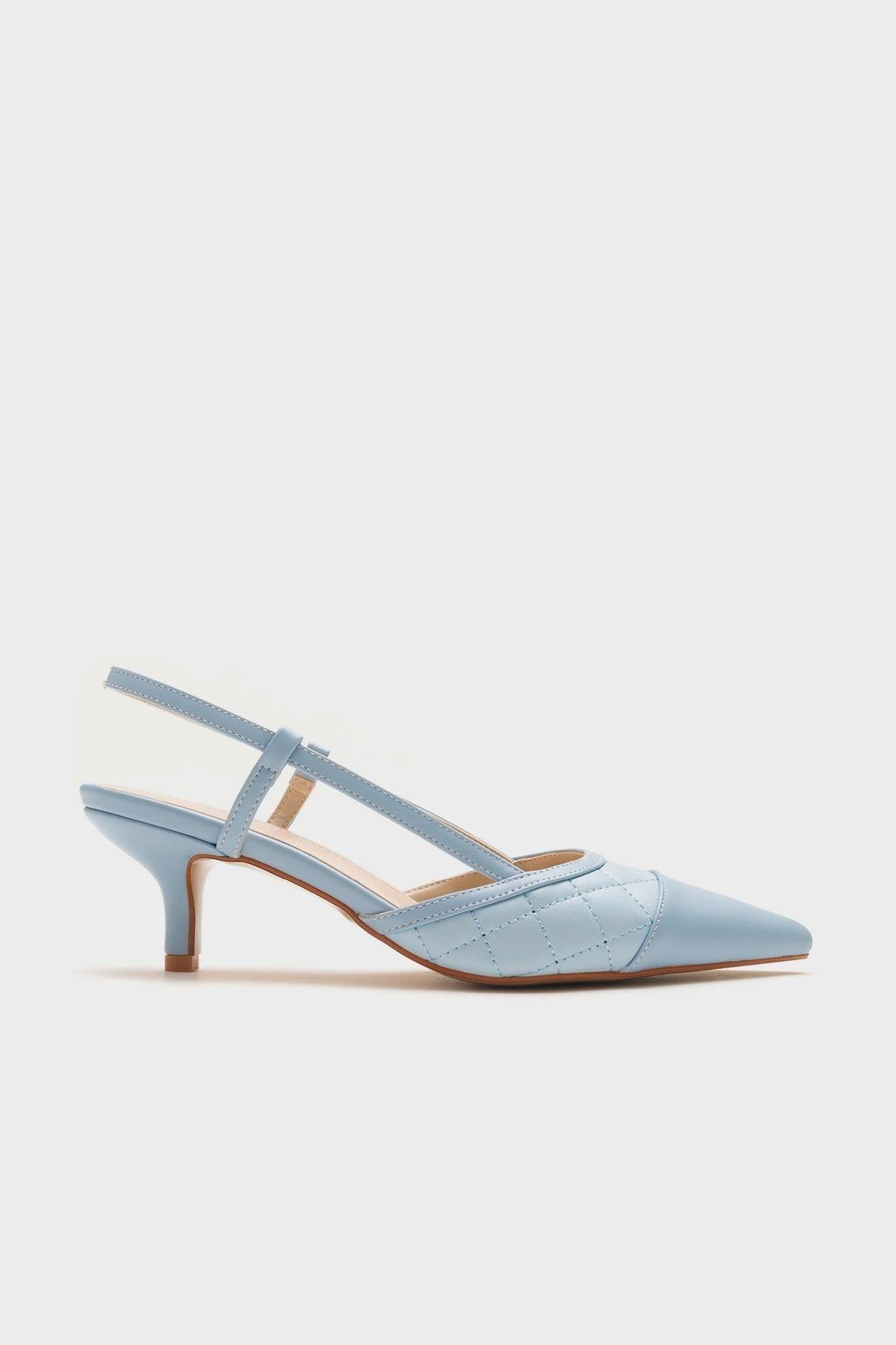 Point - Baby Blue Heeled Shoe – top view showing leather, blue, SimmiUnique