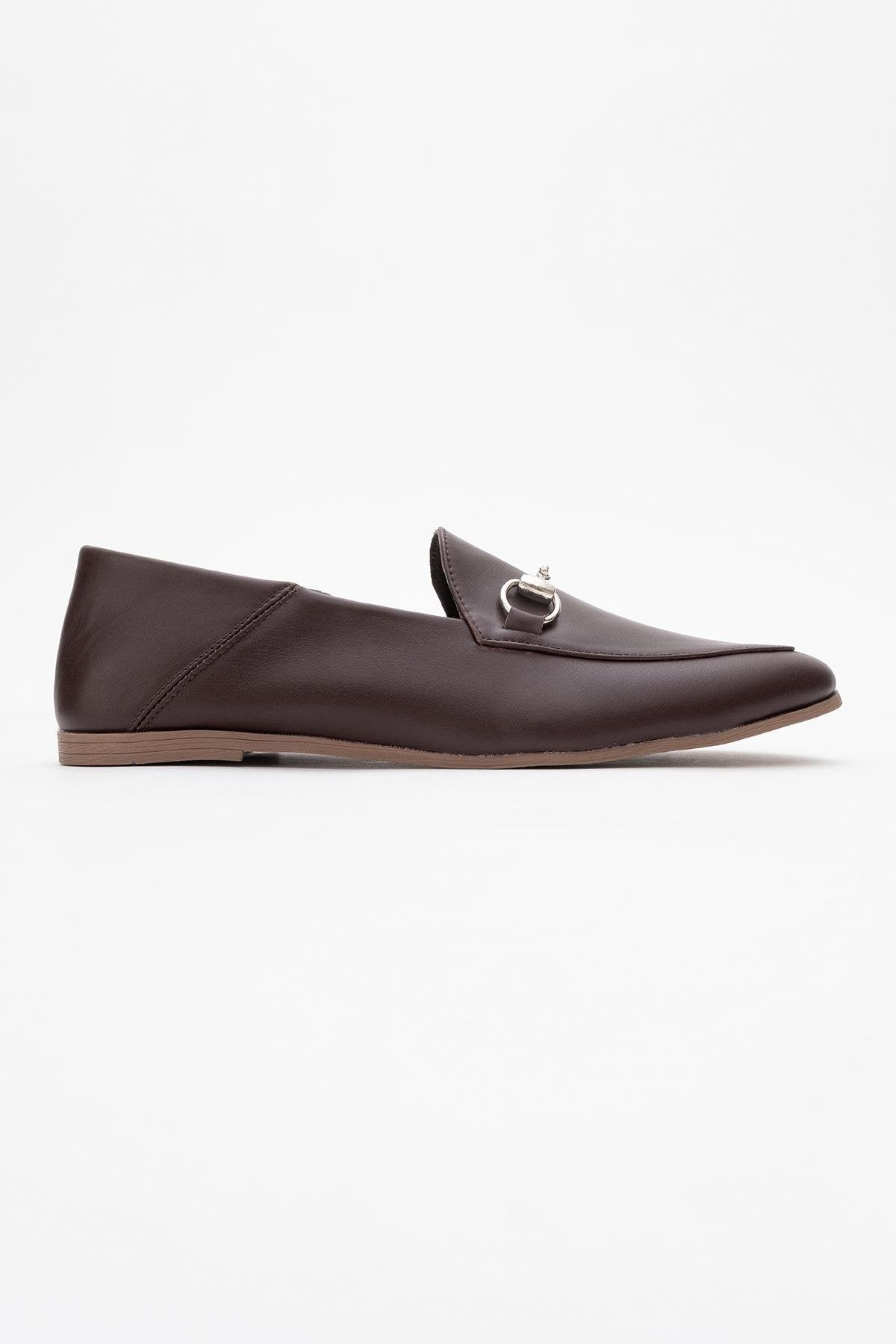 Penny - Brown Leather Horsebit Loafers – back view showing leather, suede, SimmiUnique