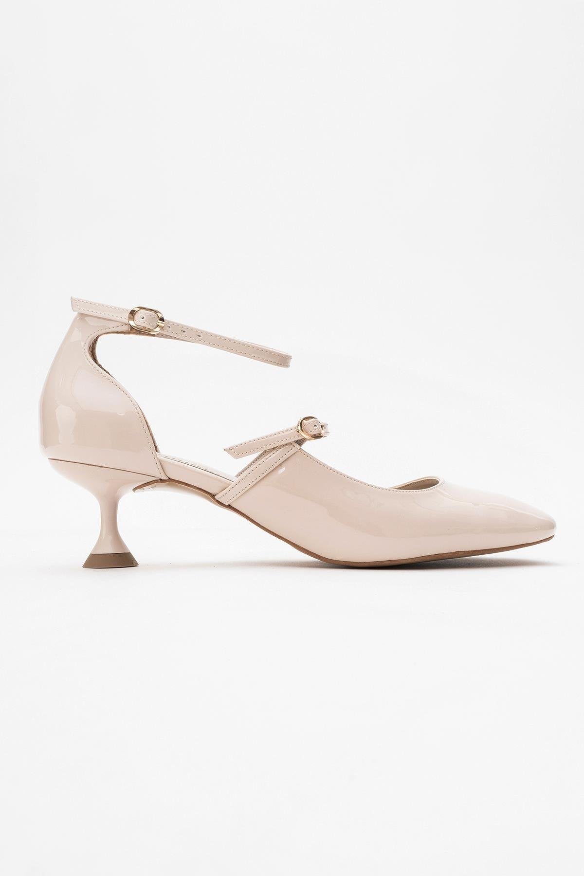 Emly - Off-White Square Toe Low Heel Shoe – top view showing leather, white, SimmiUnique