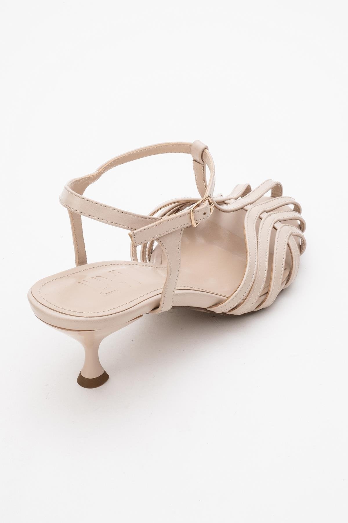 Felip - Off-White Strappy Low Heel Sandal – back view showing leather, white, SimmiUnique