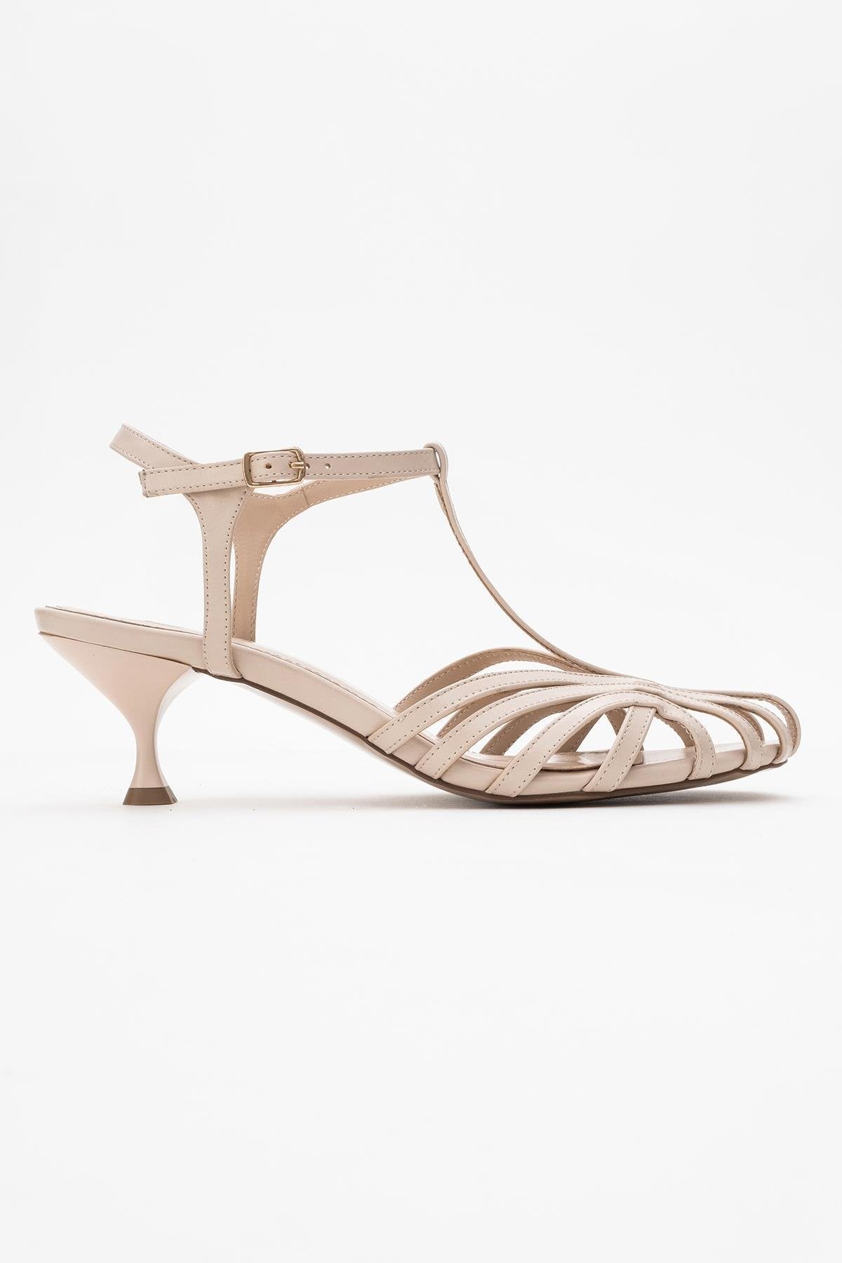 Felip - Off-White Strappy Low Heel Sandal – top view showing leather, white, SimmiUnique