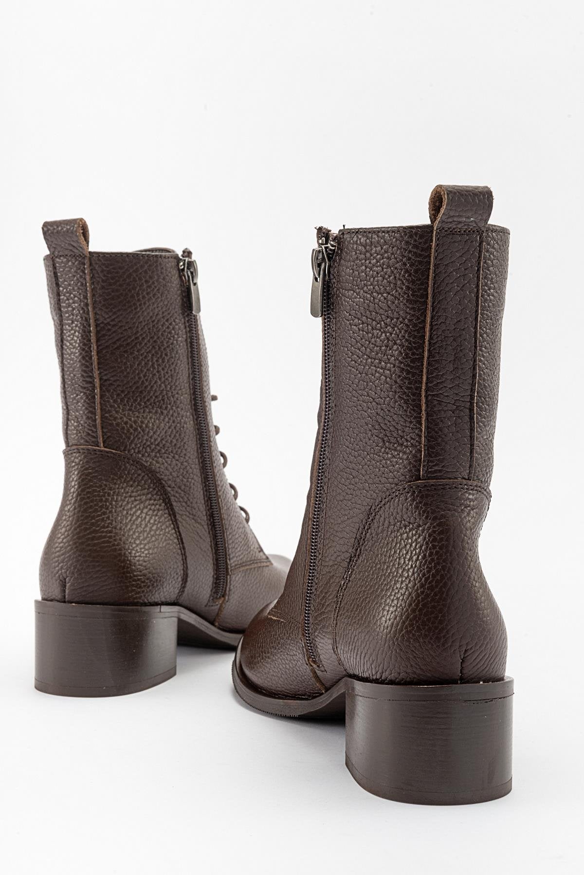 Lana Brown Leather Boot – detail view showing leather, SimmiUnique