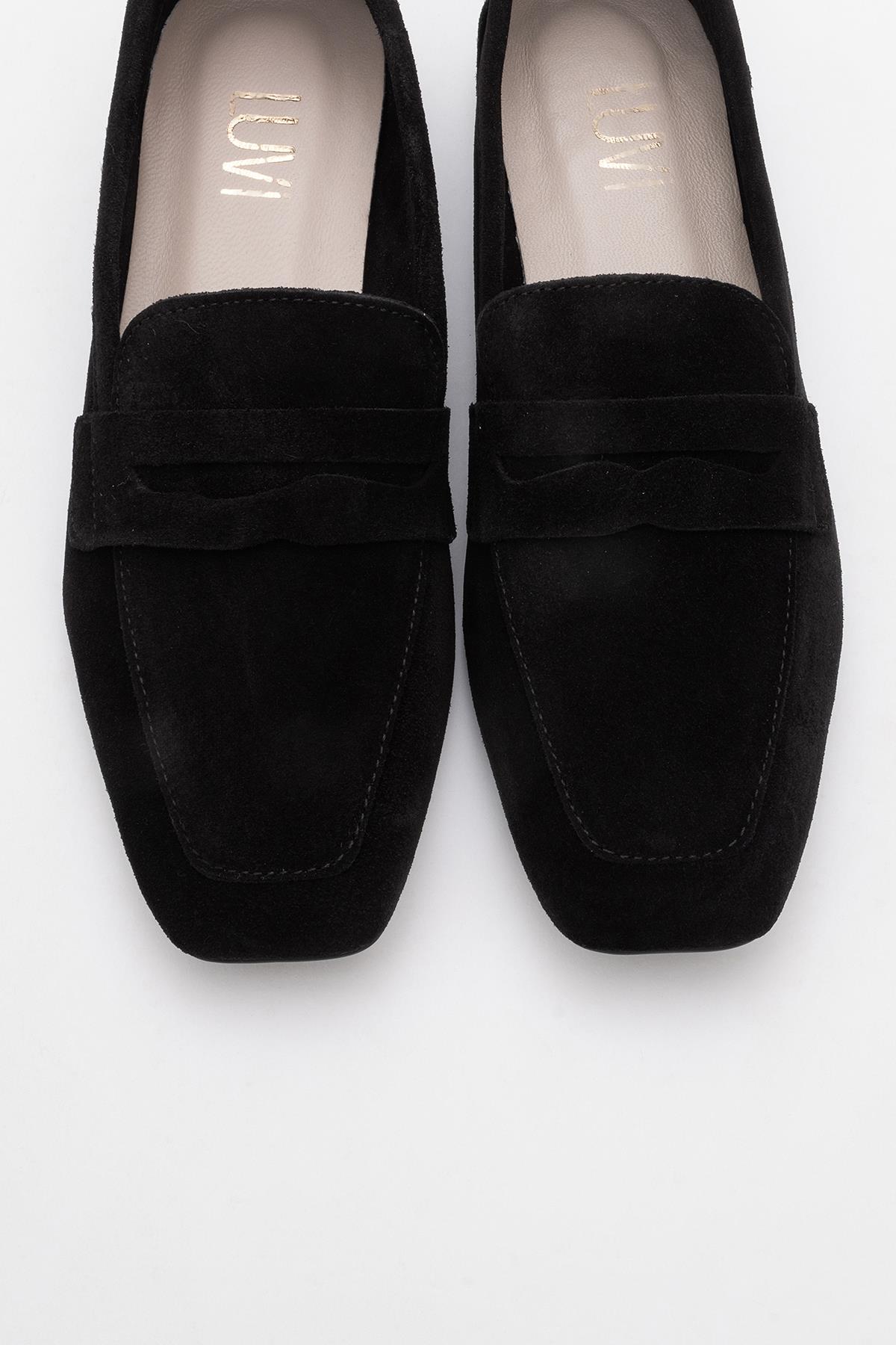 Morne - Black Suede Leather Loafers – side view showing leather, suede, black, SimmiUnique
