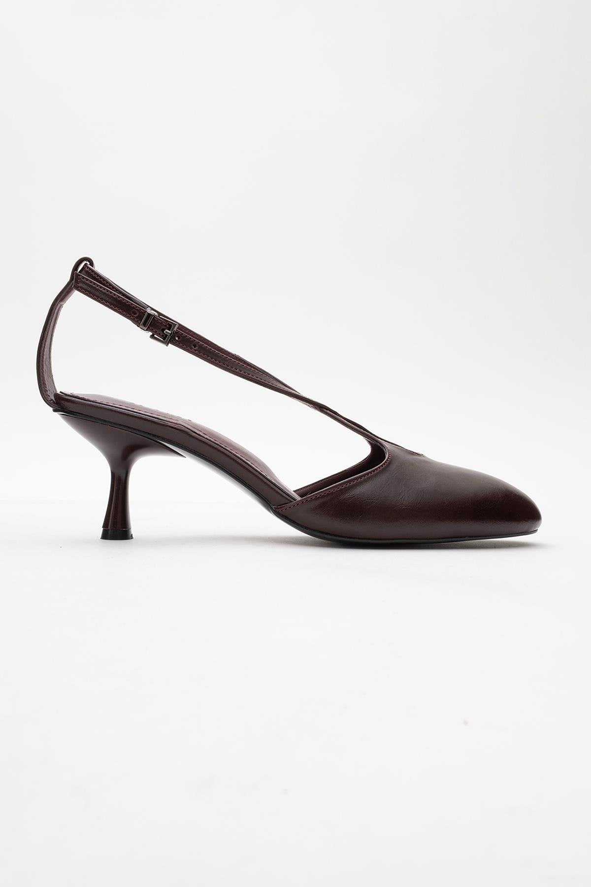 Agves - Burgundy Heeled Sandal – top view showing leather, SimmiUnique