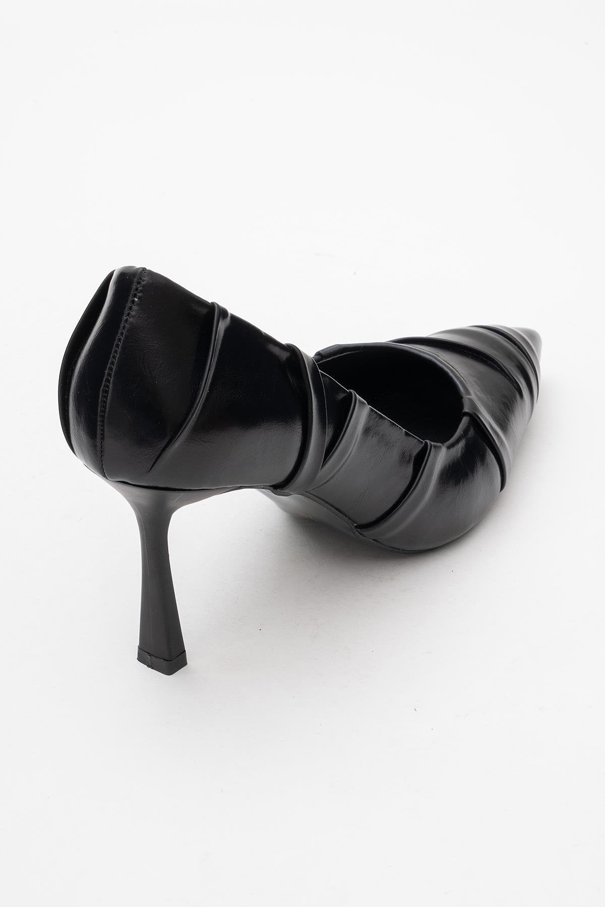 Anly - Black Slim Heel Pump – back view showing leather, black, SimmiUnique