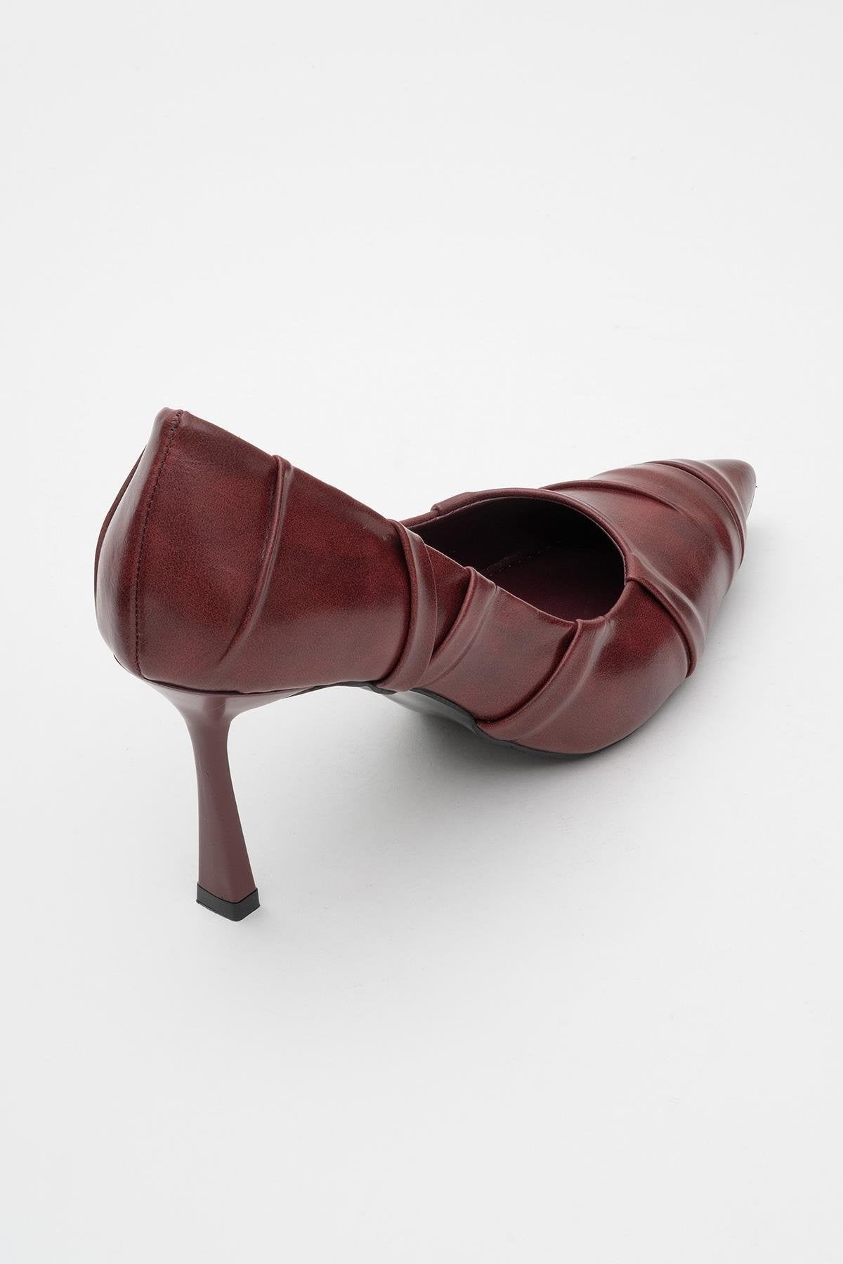 Anly - Burgundy Stiletto Pump – back view showing leather, SimmiUnique