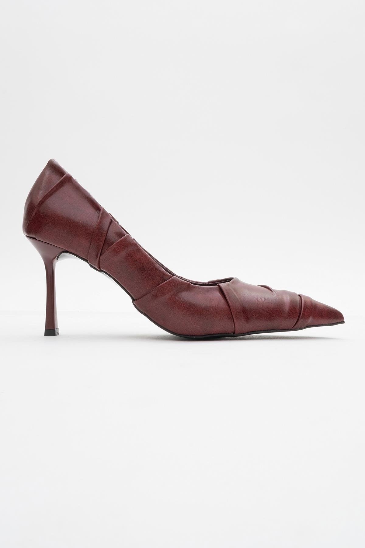 Anly - Burgundy Stiletto Pump – top view showing leather, SimmiUnique