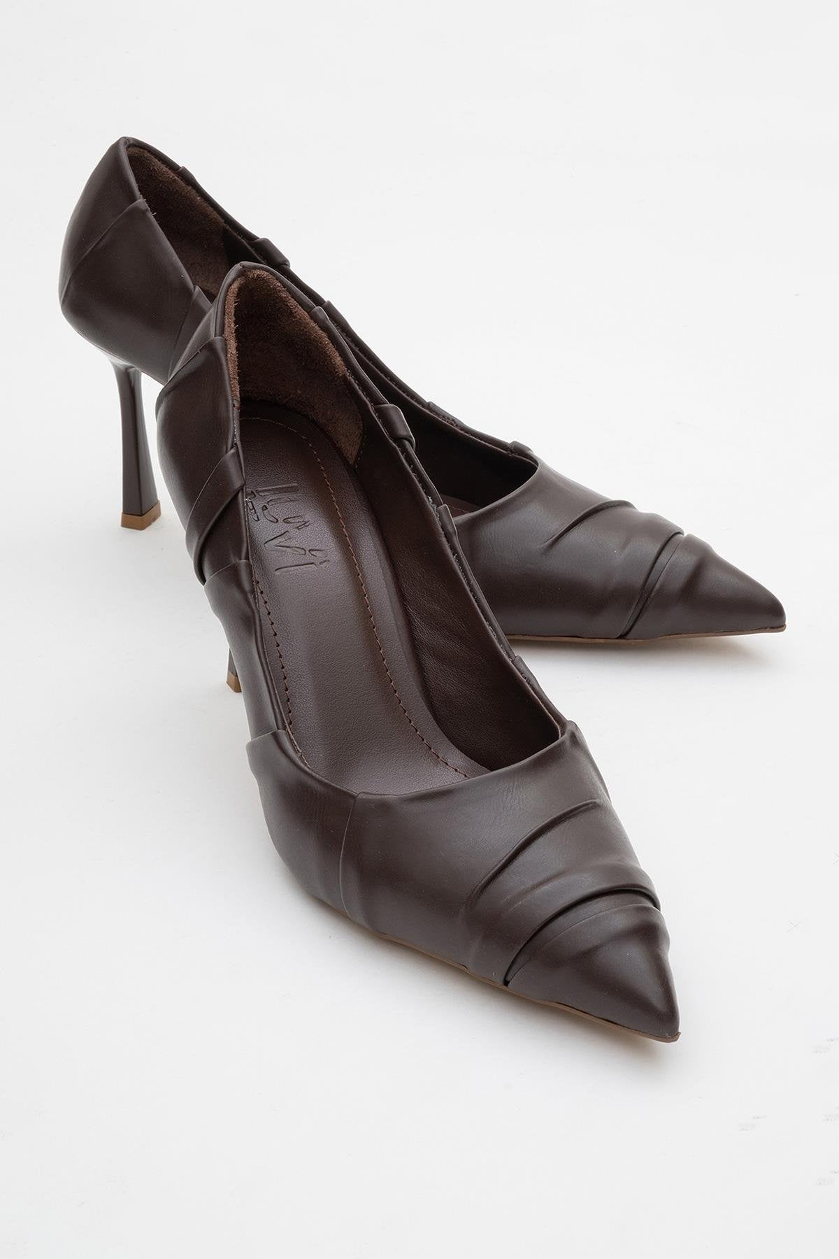 Anly - Brown Stiletto – front three-quarter view showing leather, SimmiUnique