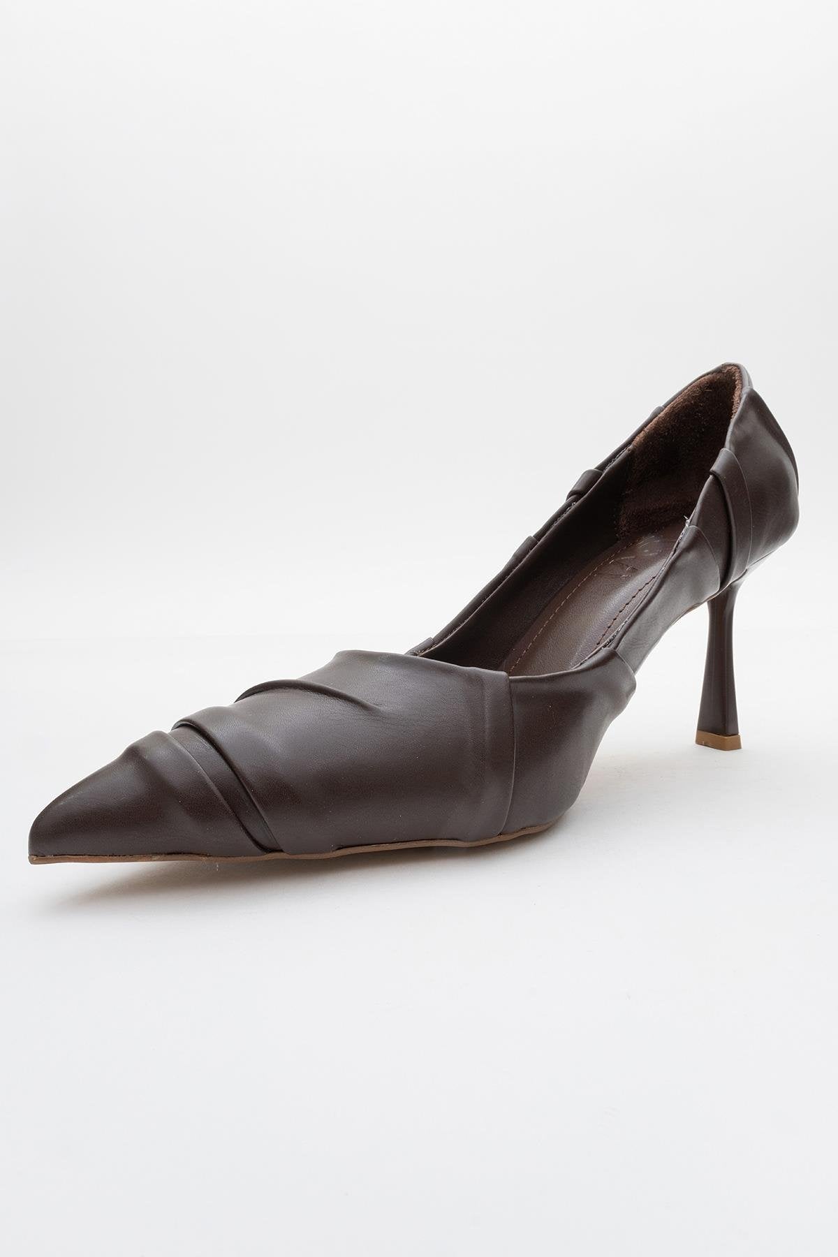 Anly - Brown Stiletto – heel view showing leather, SimmiUnique