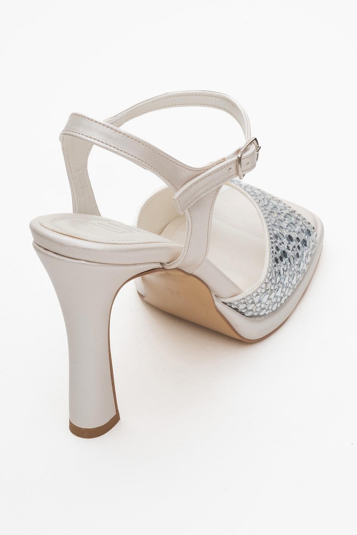 Anche - Pearl Jeweled Evening Shoe – back view showing pearl, leather, SimmiUnique