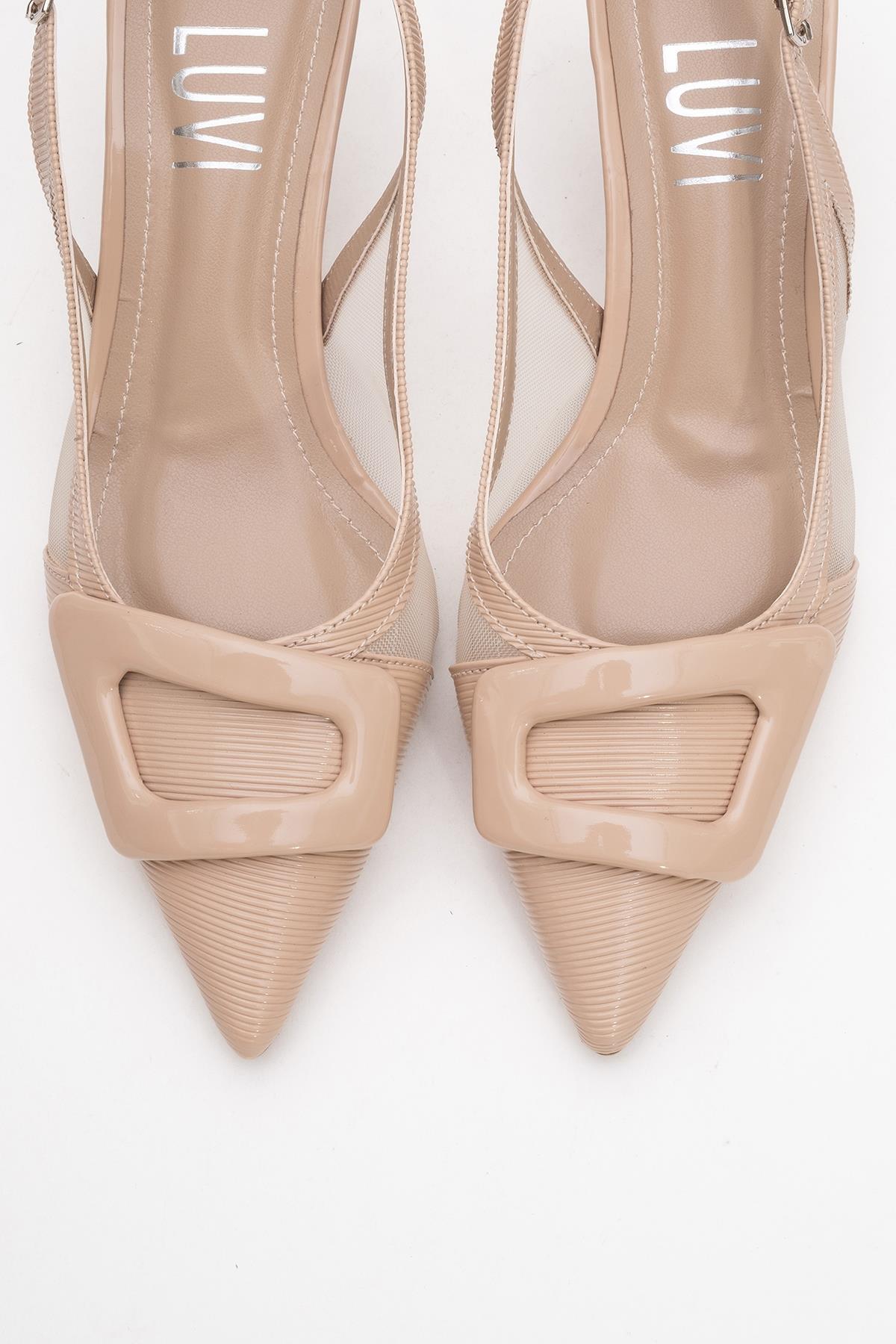 Foley - Dark Beige Pointed Toe Backless Stiletto – side view showing leather, SimmiUnique