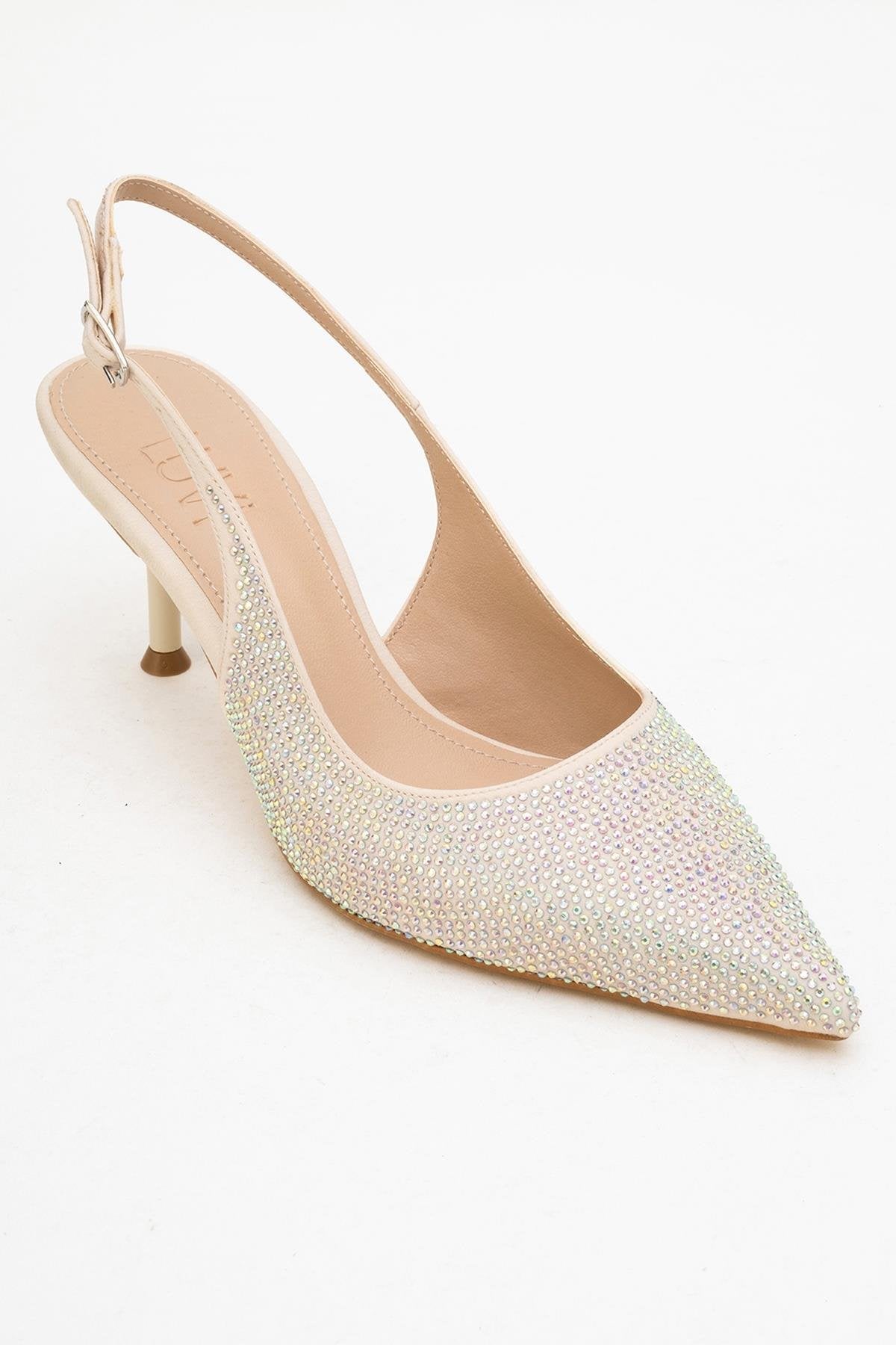 Novs - Beige Stiletto Dress Shoe – detail view showing leather, SimmiUnique