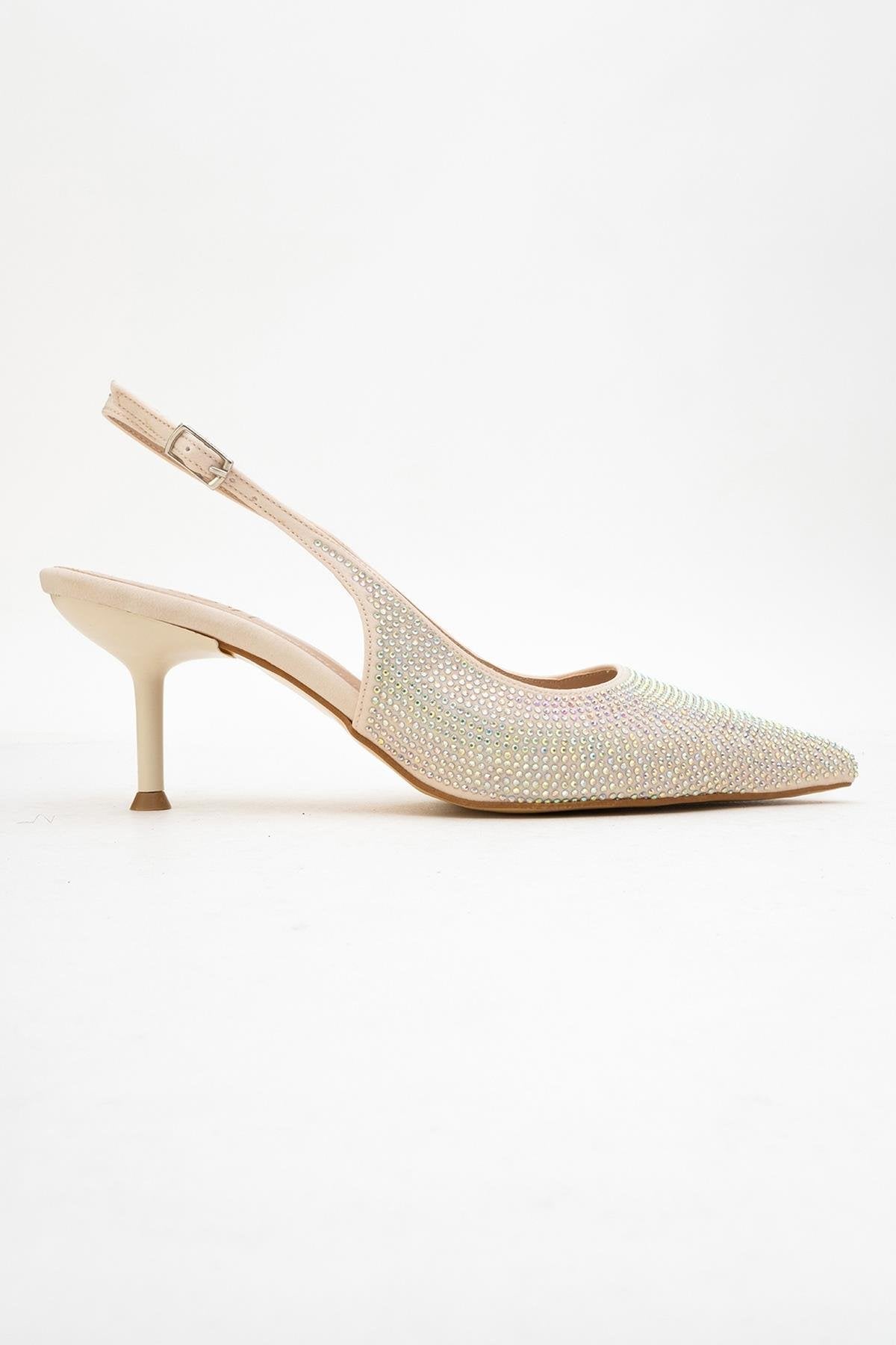 Novs - Beige Stiletto Dress Shoe – top view showing leather, SimmiUnique