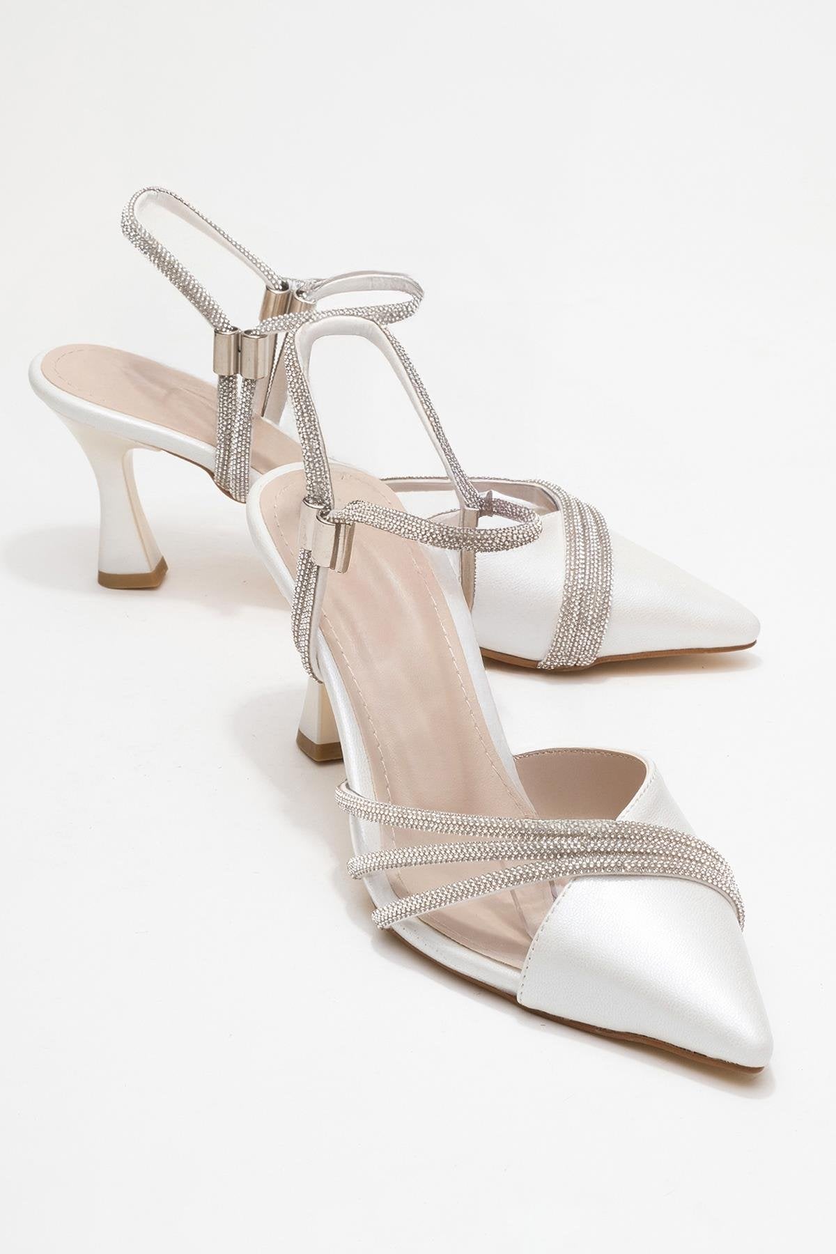Lavie - Pearl Synthetic Leather Strappy Jeweled Dress Shoe – front three-quarter view showing pearl, leather, SimmiUnique