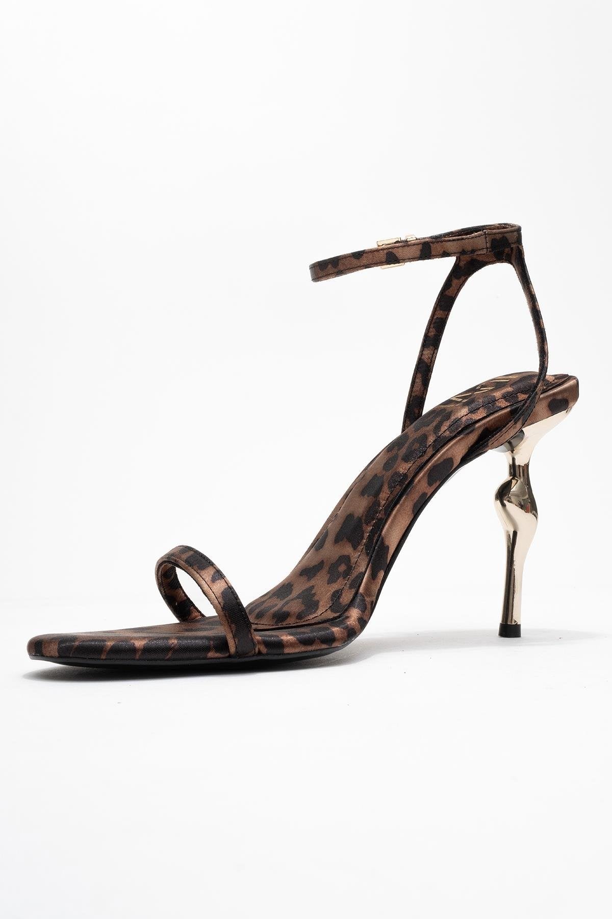 Jasmin - Black/Yellow Patterned Single-Band Stiletto Heel Shoe – heel view showing black, SimmiUnique