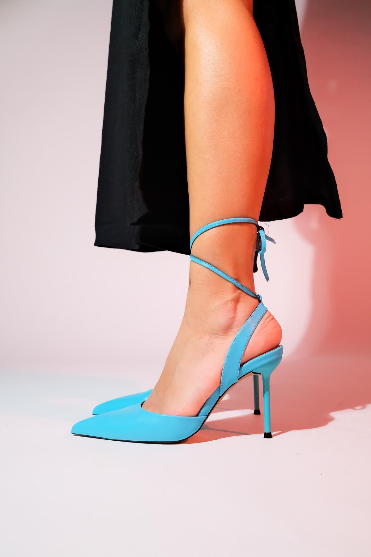 Bonje - Blue Pointed Toe Stiletto – back view showing leather, blue, SimmiUnique