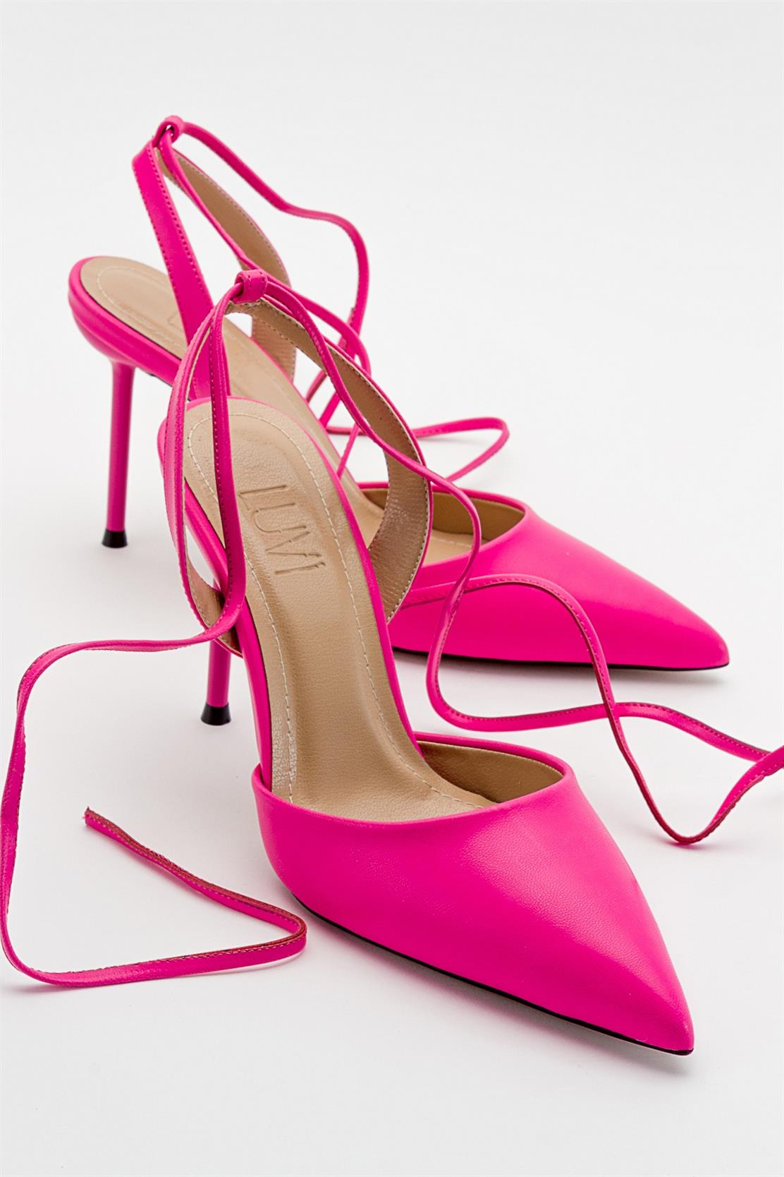 Bonje - Fuchsia Pointed Toe Stiletto – top view showing leather, SimmiUnique