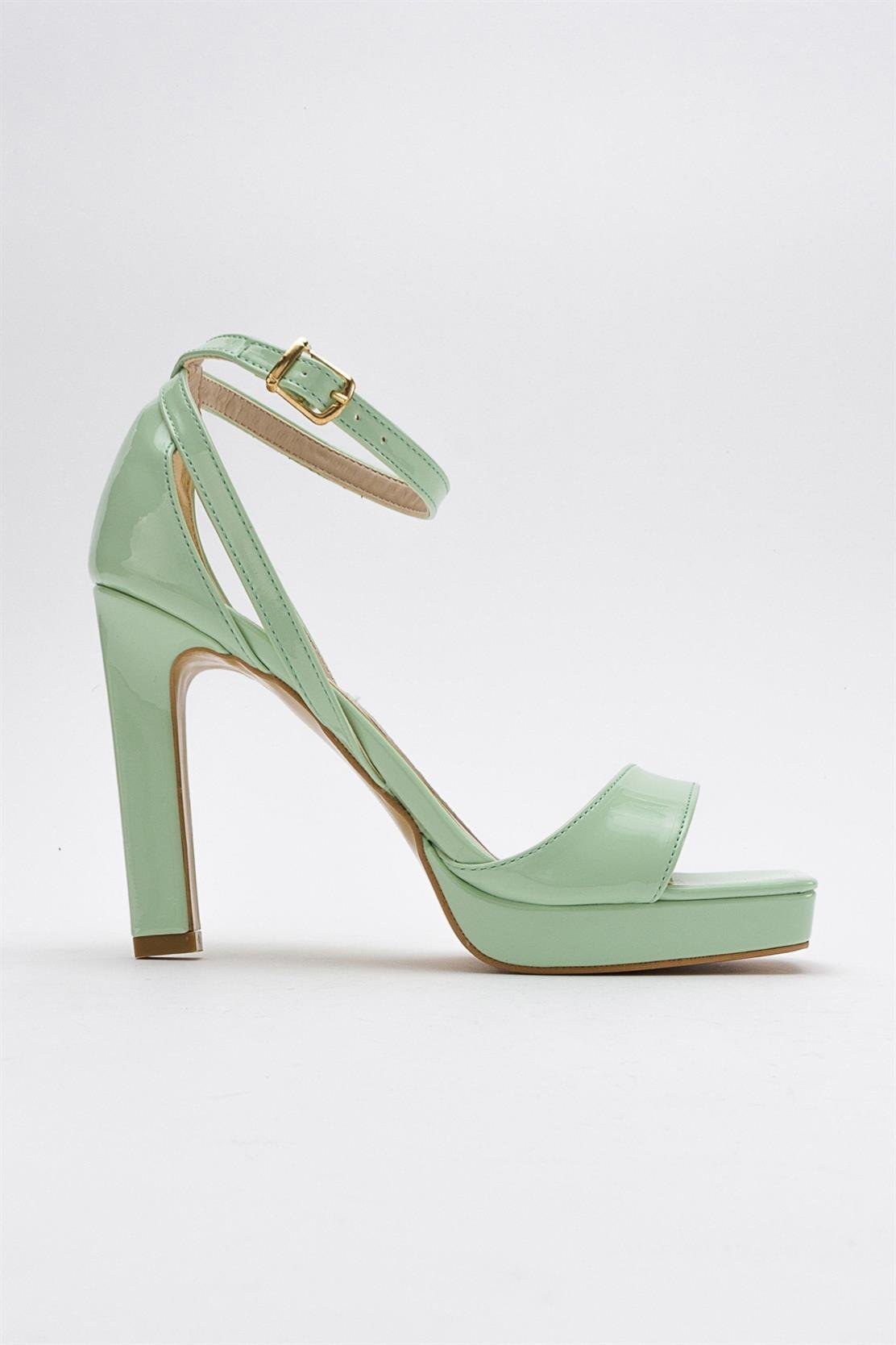 Mersia - Green Patent High Heel Pump – top view showing leather, red, green, SimmiUnique