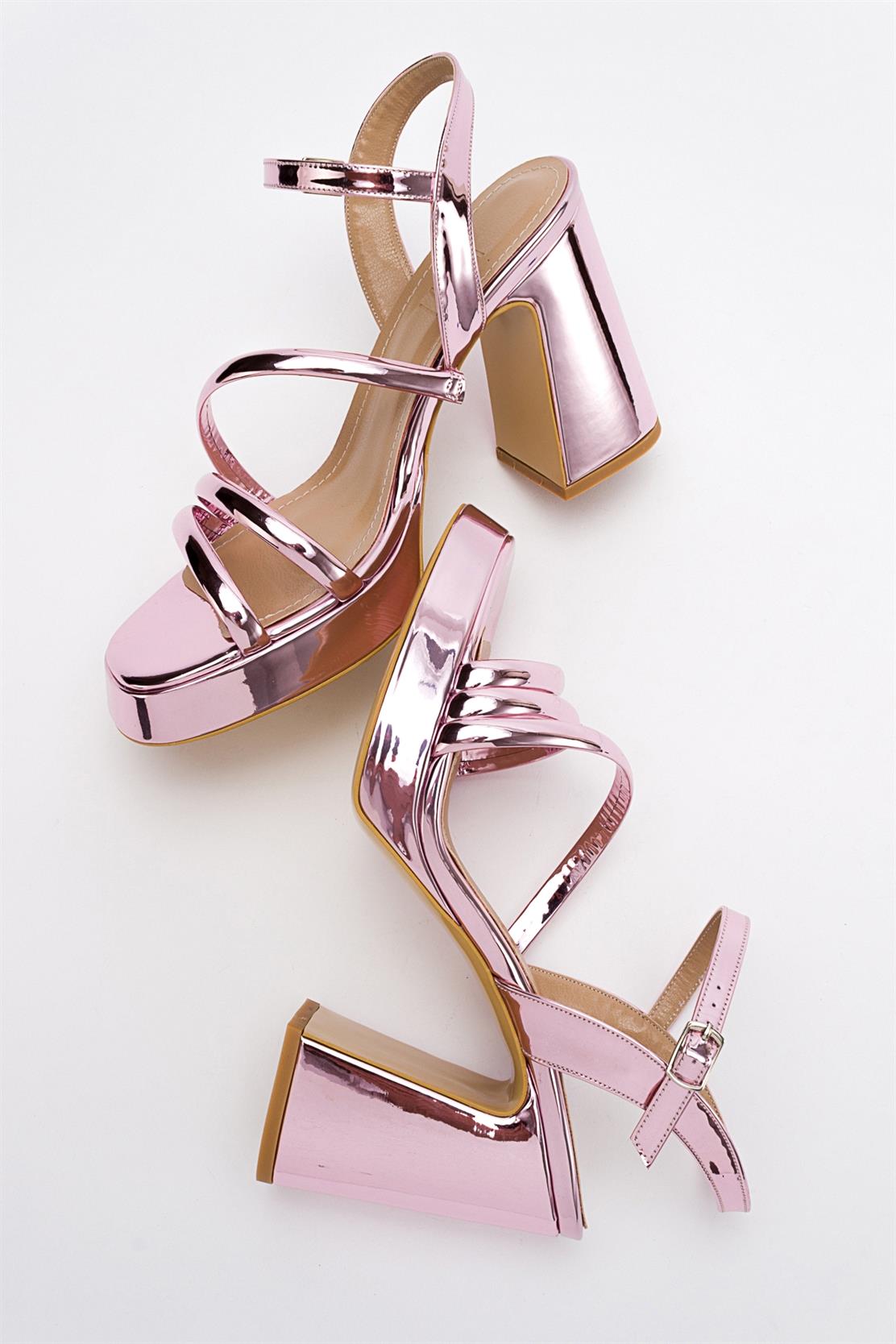 Heas Pink Platform Sandal – top view showing leather, pink, SimmiUnique