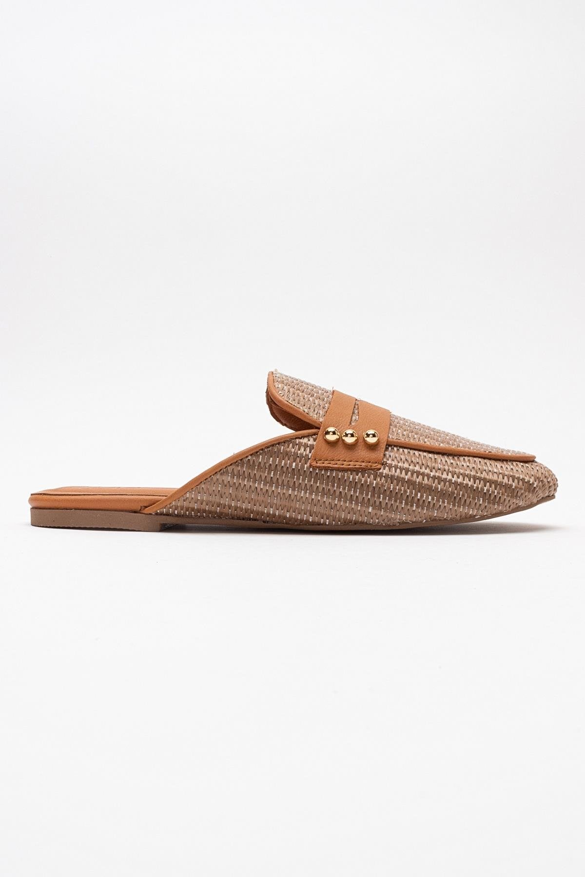 Patrizia - Brown Leather Mule – top view showing leather, SimmiUnique