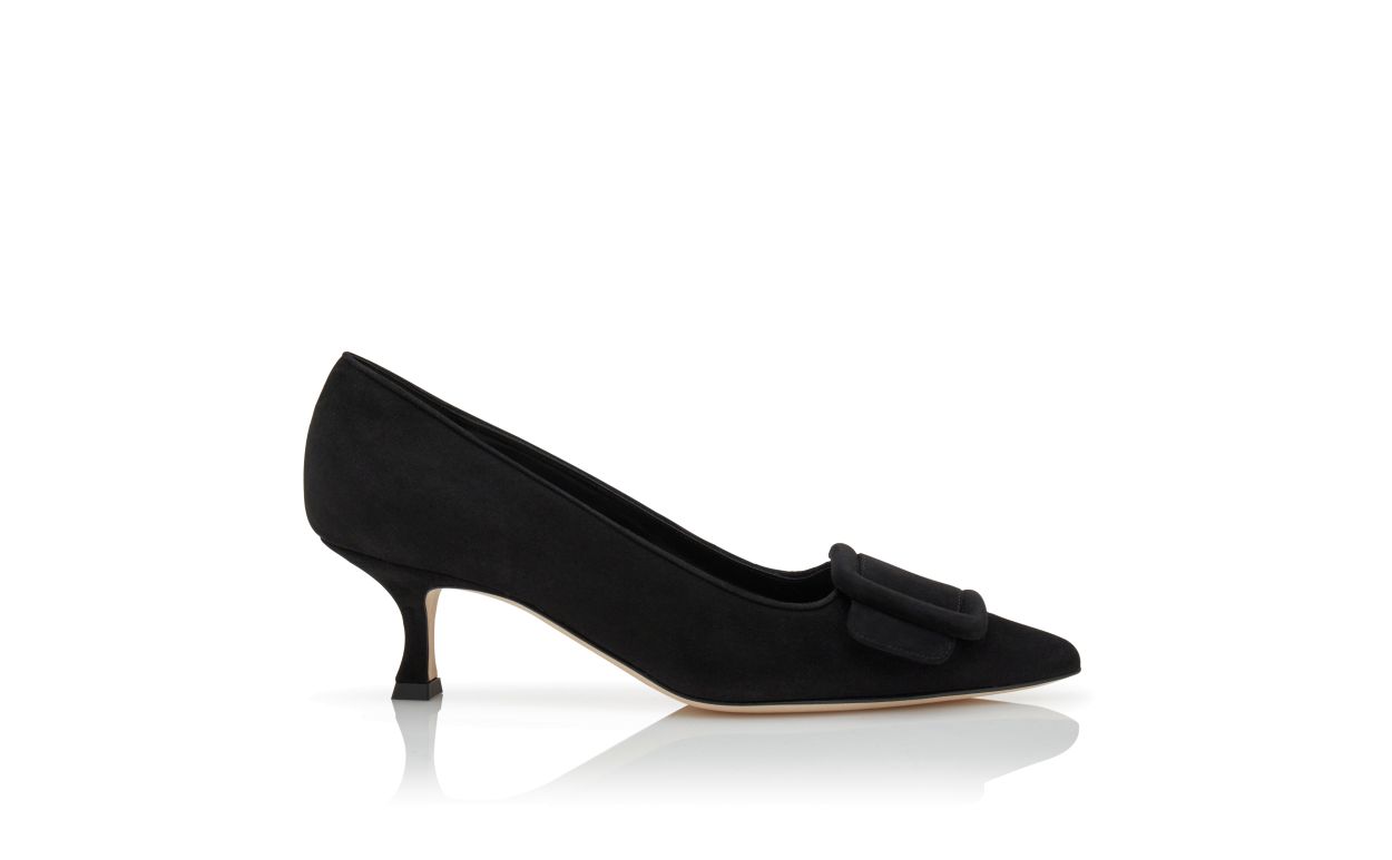 Vivienne Bloom Black Pointed Toe Pumps – side profile showing black pointed toe, suede, SimmiUnique