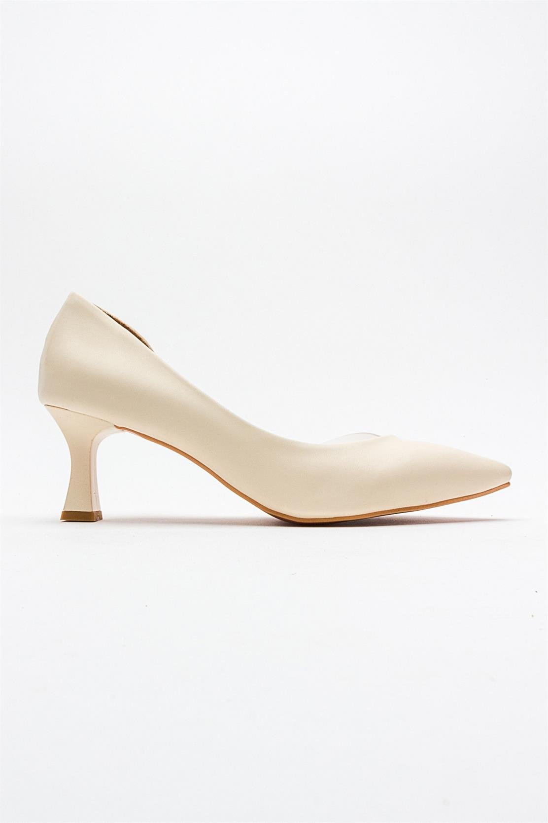 Vera Cream Glitter Pointed Toe Pump – top view showing leather, glitter, SimmiUnique
