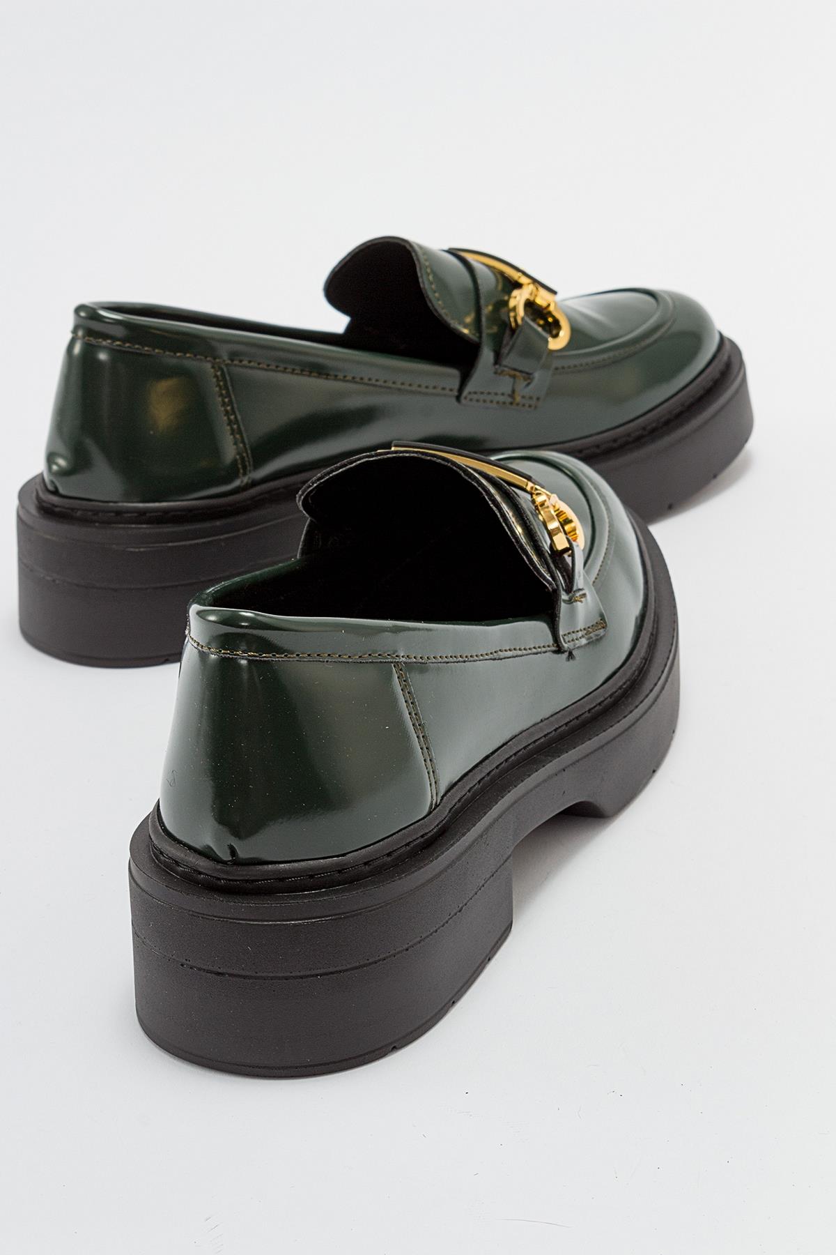 Unte - Green Loafer – back view showing leather, green, SimmiUnique