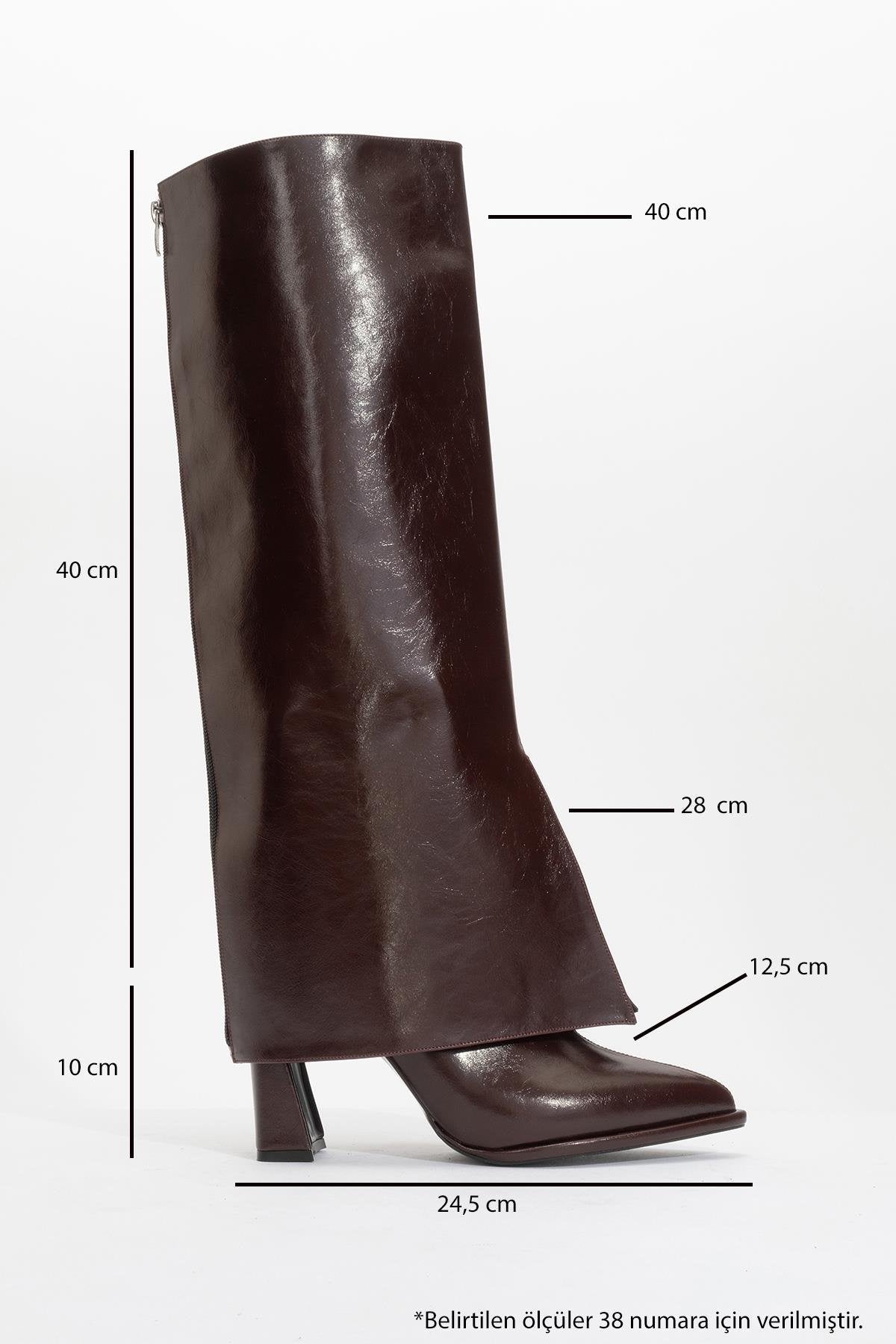 Aja - Burgundy Block Heel Convertible Knee-High Boot – back view showing leather, SimmiUnique