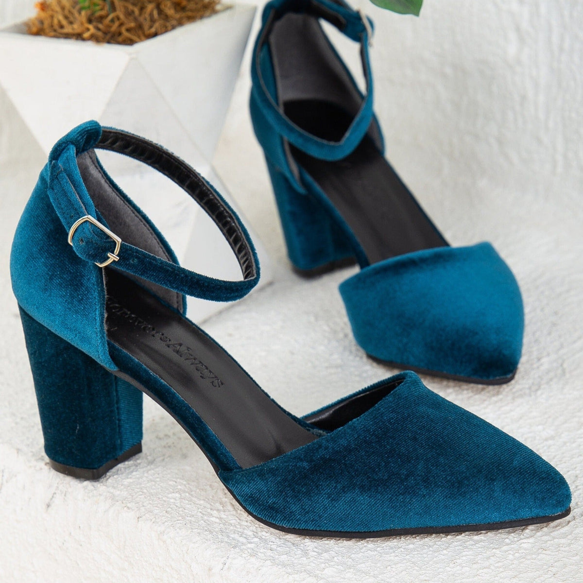 Gisele - Teal Blue Velvet High Heels – top view showing velvet, blue, SimmiUnique