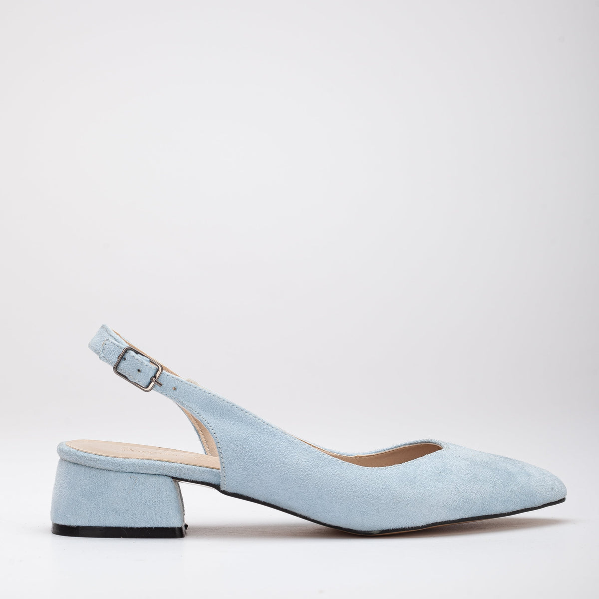 Emma - Baby Blue Wedding Slingback Shoes – front three-quarter view showing blue, SimmiUnique