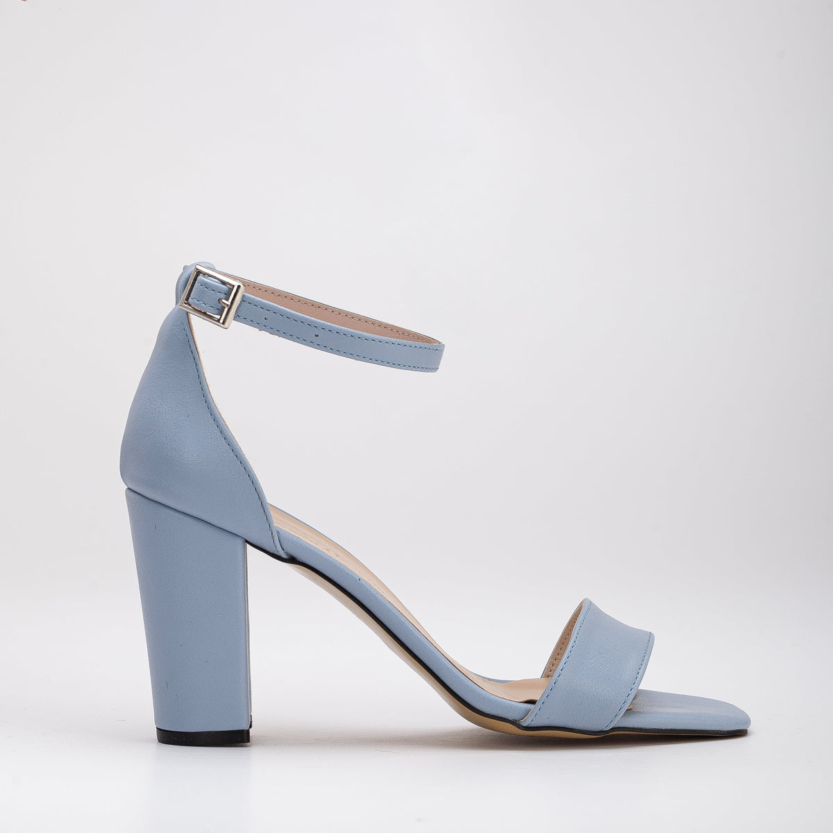 Melissa - Baby Blue Sandals with Pearls – top view showing pearl, leather, blue, SimmiUnique