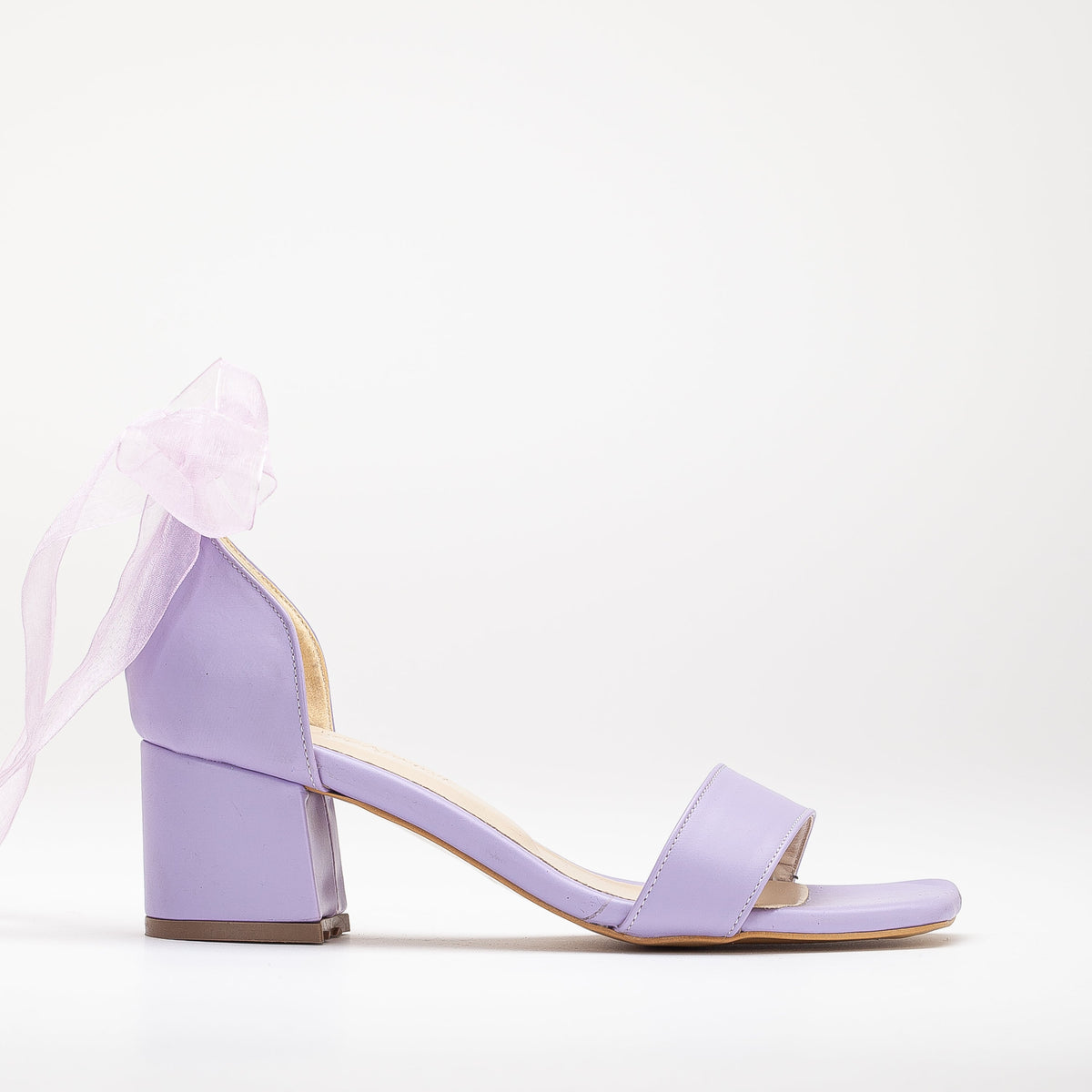 Hera - Lilac Sandals with Ribbon – front three-quarter view showing leather, SimmiUnique