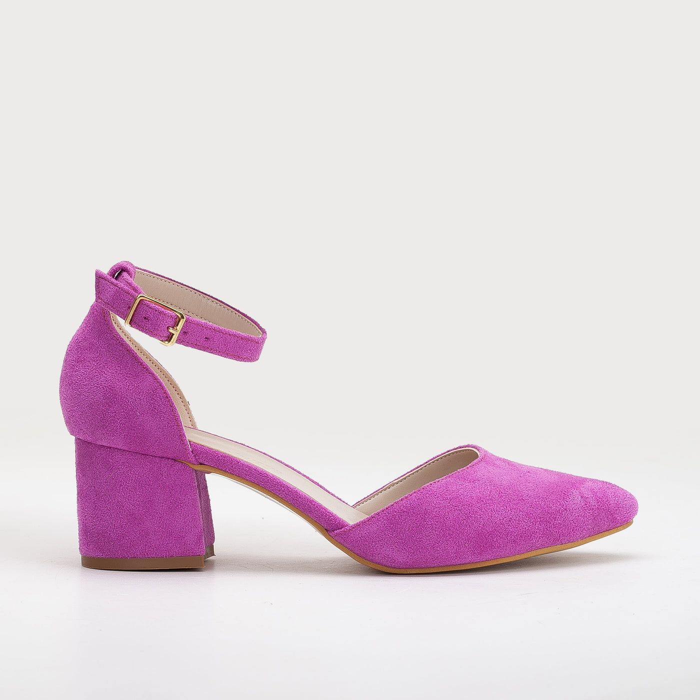 Miranda - Fuchsia Bridal Shoes with Pearls – back view showing pearl, leather, suede, SimmiUnique