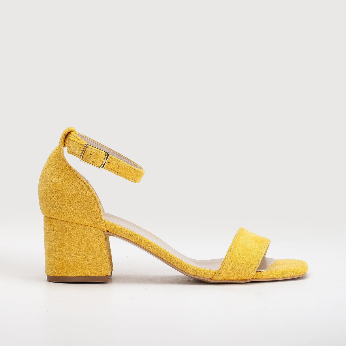 Iva - Yellow Suede Sandals – front three-quarter view showing leather, suede, SimmiUnique