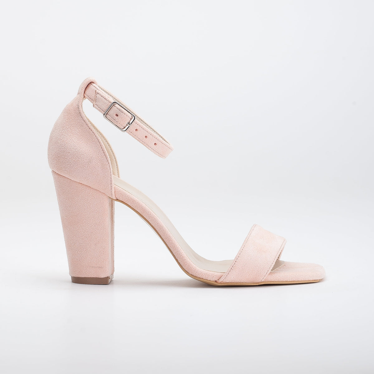 Jess - Coral Suede Sandals – front three-quarter view showing leather, suede, pink, SimmiUnique