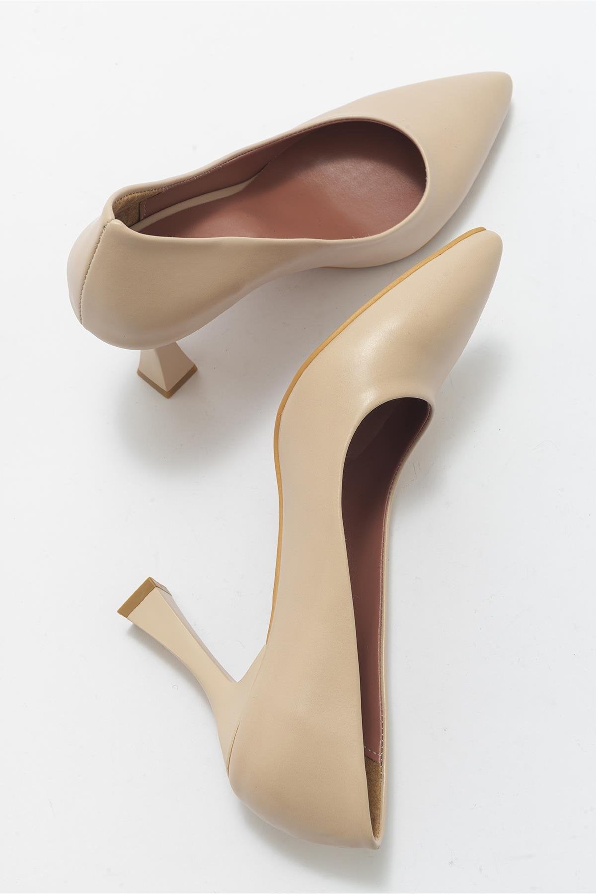 620 - Nude Heeled Shoe – side view showing nude, SimmiUnique