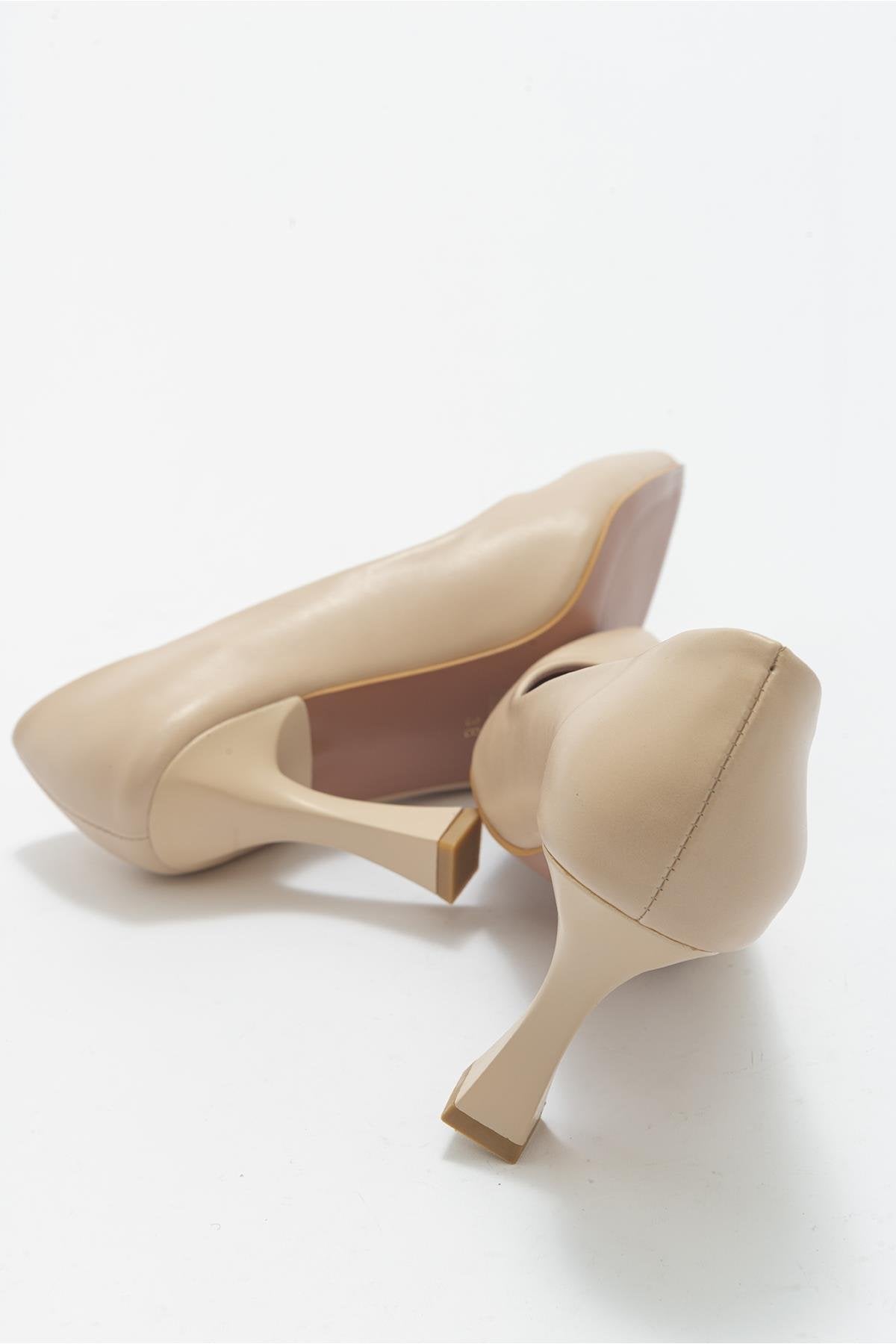 620 - Nude Heeled Shoe – back view showing nude, SimmiUnique