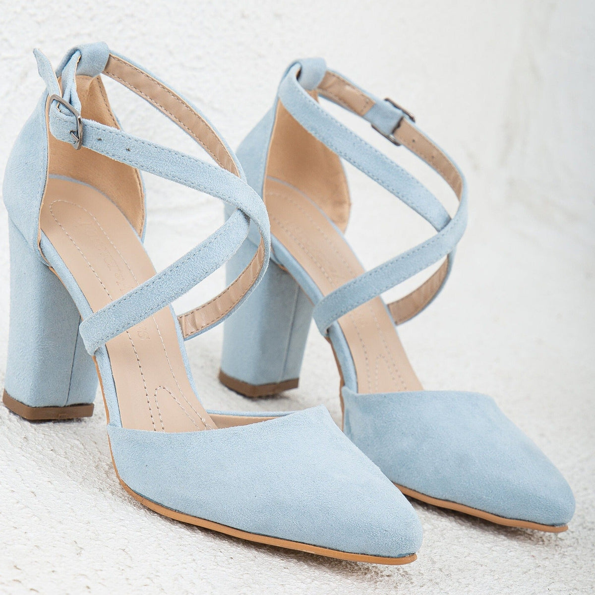 Sina - Baby Blue Suede Bridal Shoes – side view showing suede, blue, SimmiUnique