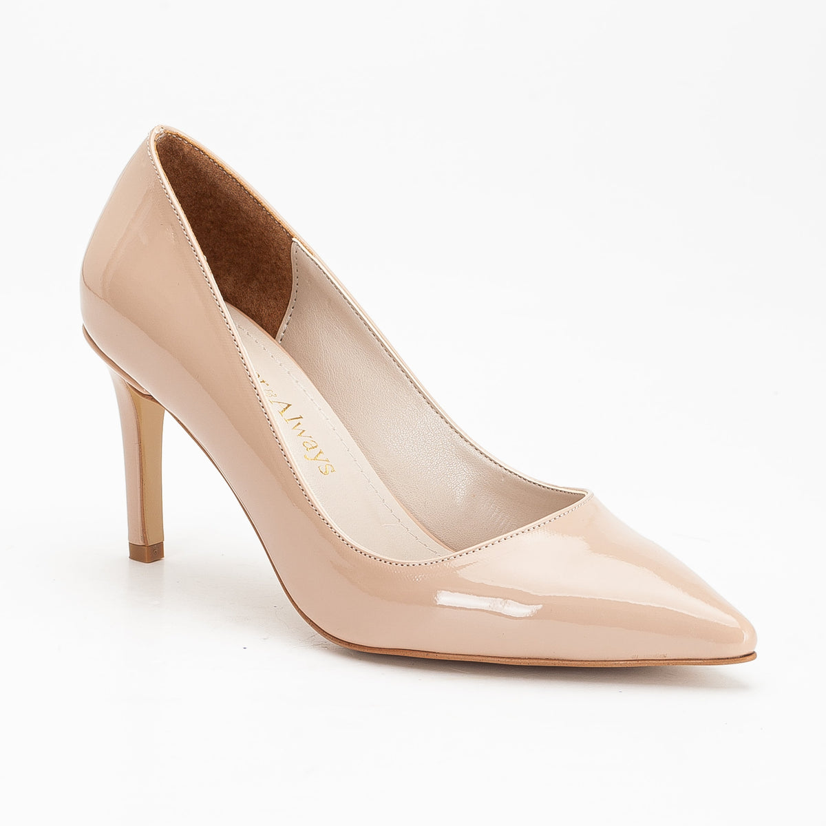 Perla - Beige Pointed Toe Stiletto Pump – side view showing leather, red, SimmiUnique
