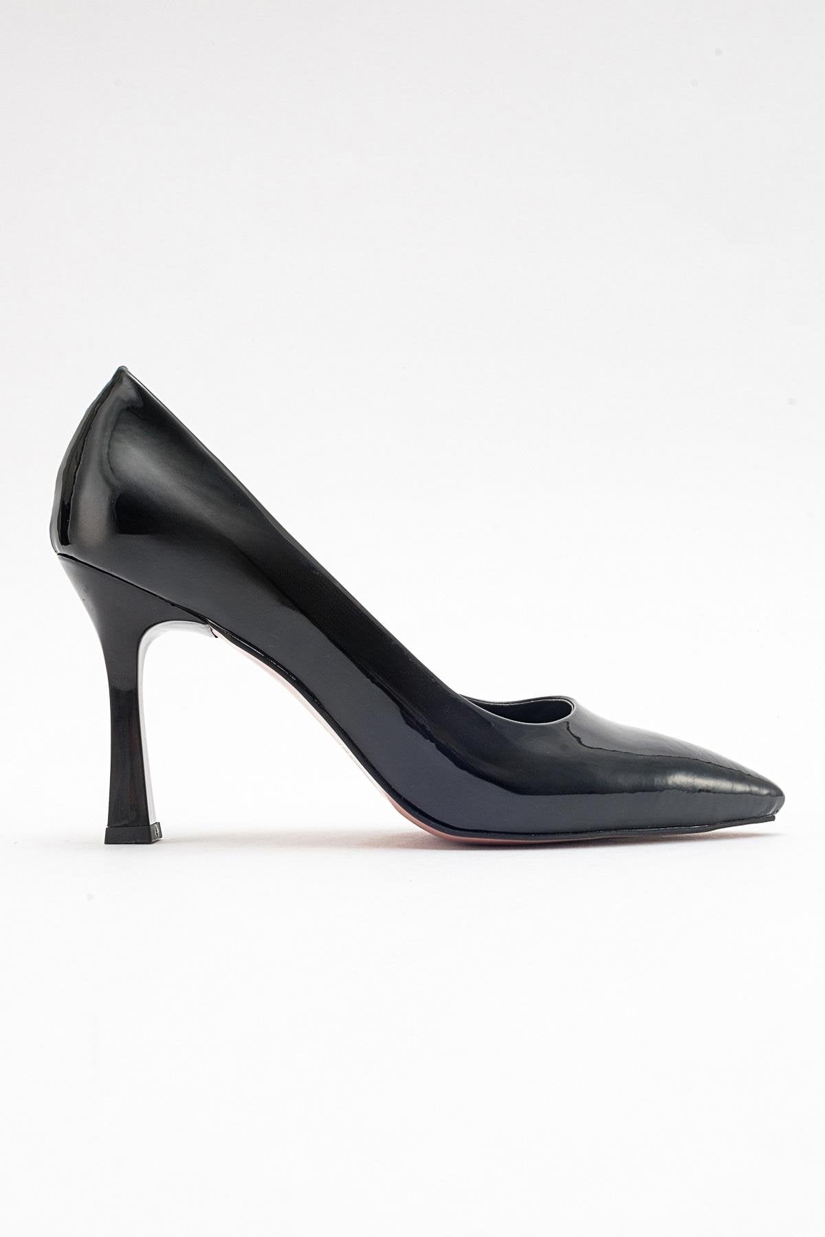 Forest Black Patent Pointed Toe Pump – top view showing leather, black, SimmiUnique