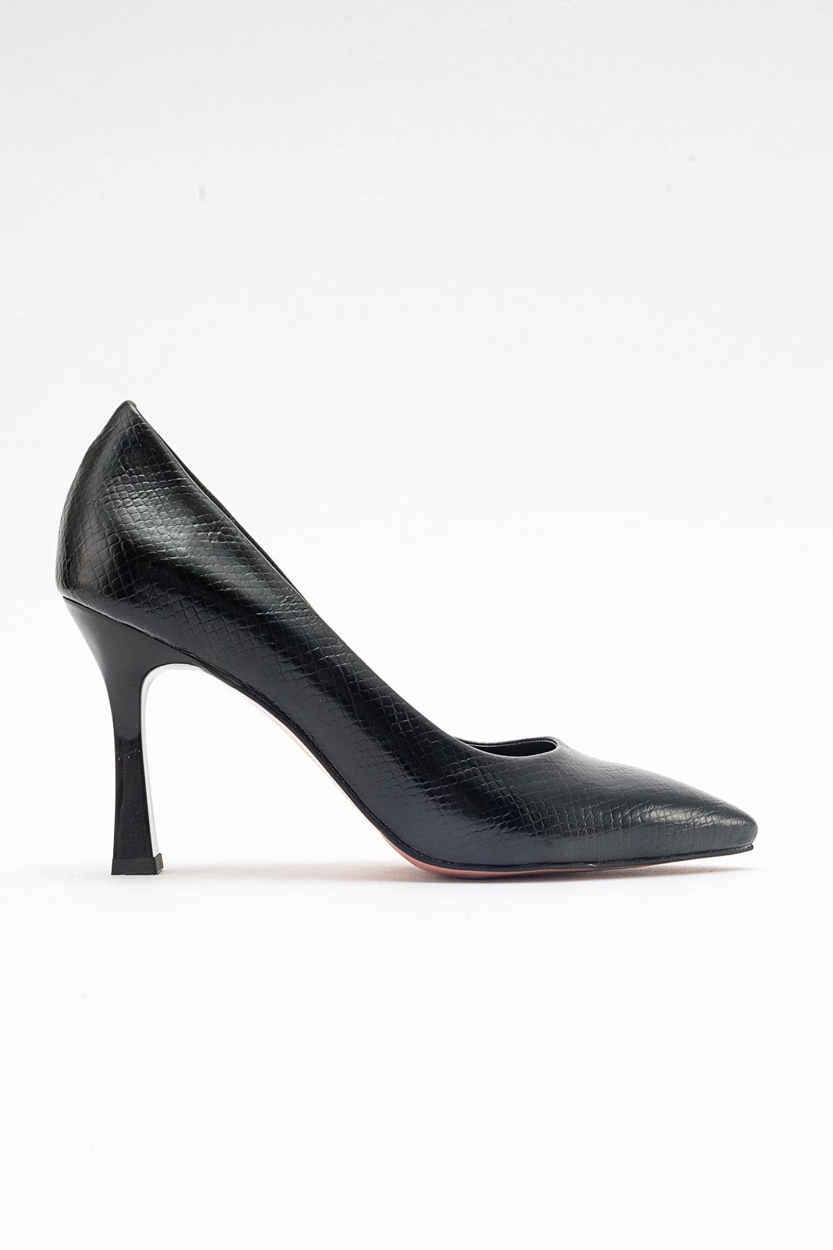 Forest Black Pointed Toe Pump – top view showing leather, black, SimmiUnique