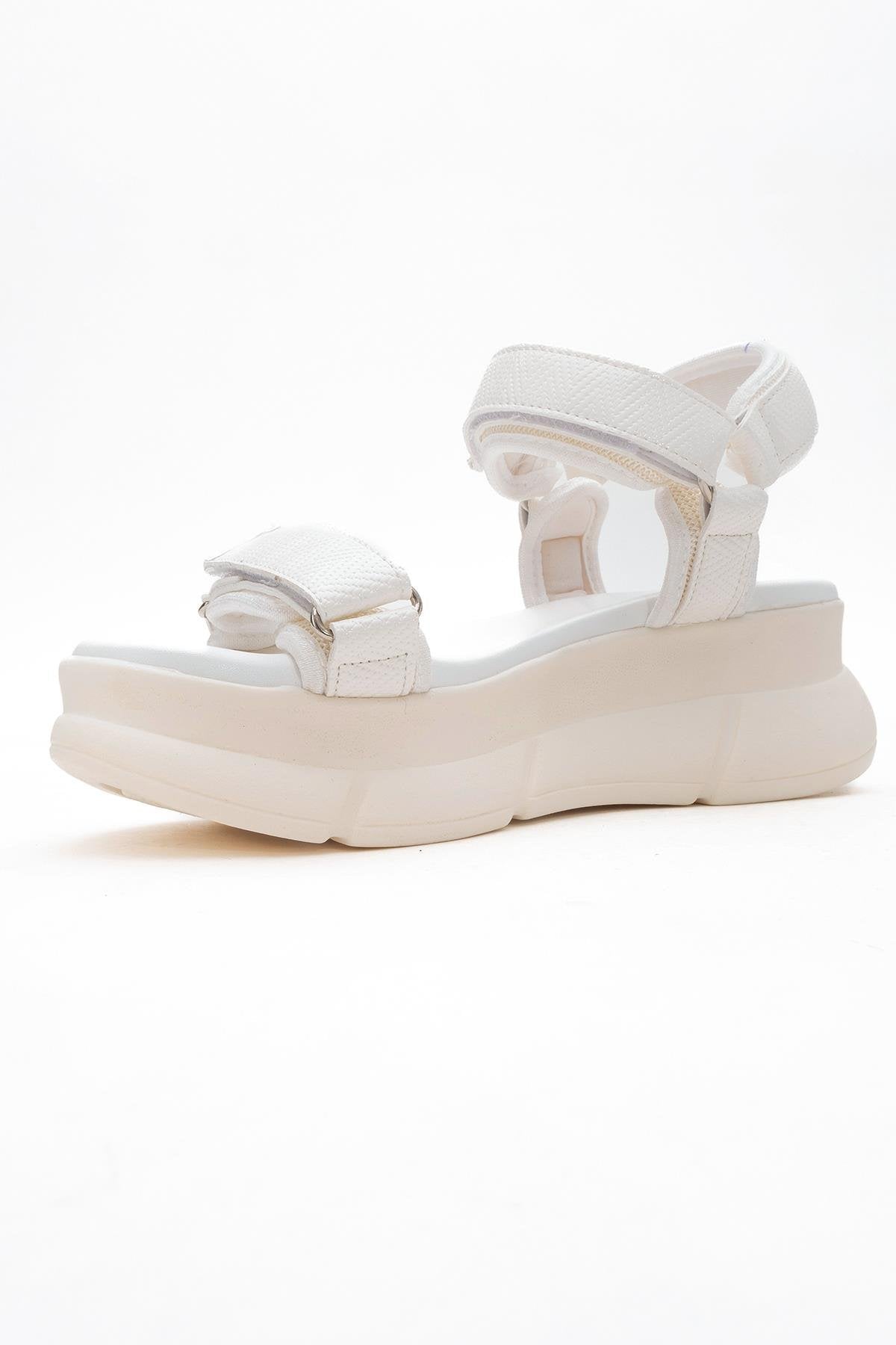 4760 - White Sandal – heel view showing leather, white, SimmiUnique