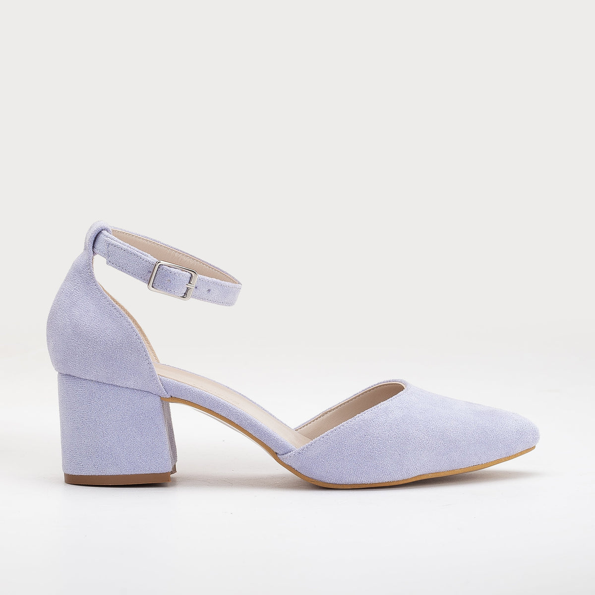 Miranda - Lilac Bridal Shoes with Pearls – top view showing pearl, leather, suede, SimmiUnique