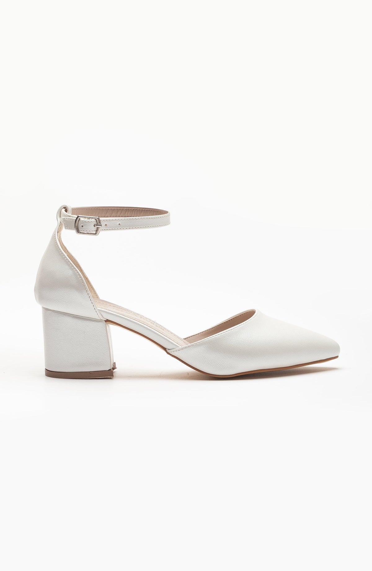 Marcelle - Ivory Bridal Heels – back view showing leather, ivory, SimmiUnique